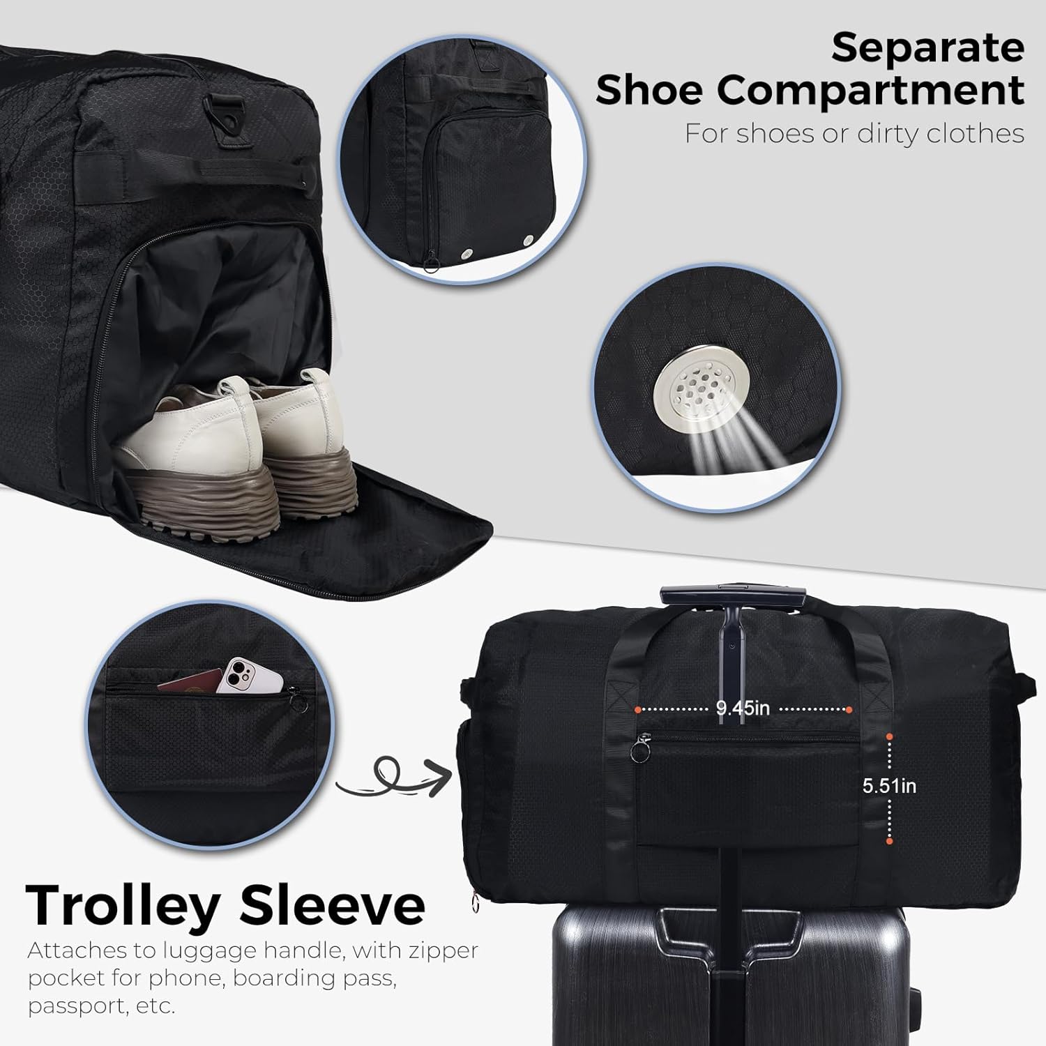 Thumbnail 4 de Fmeida 65L Duffle Bag with Shoes Compartment