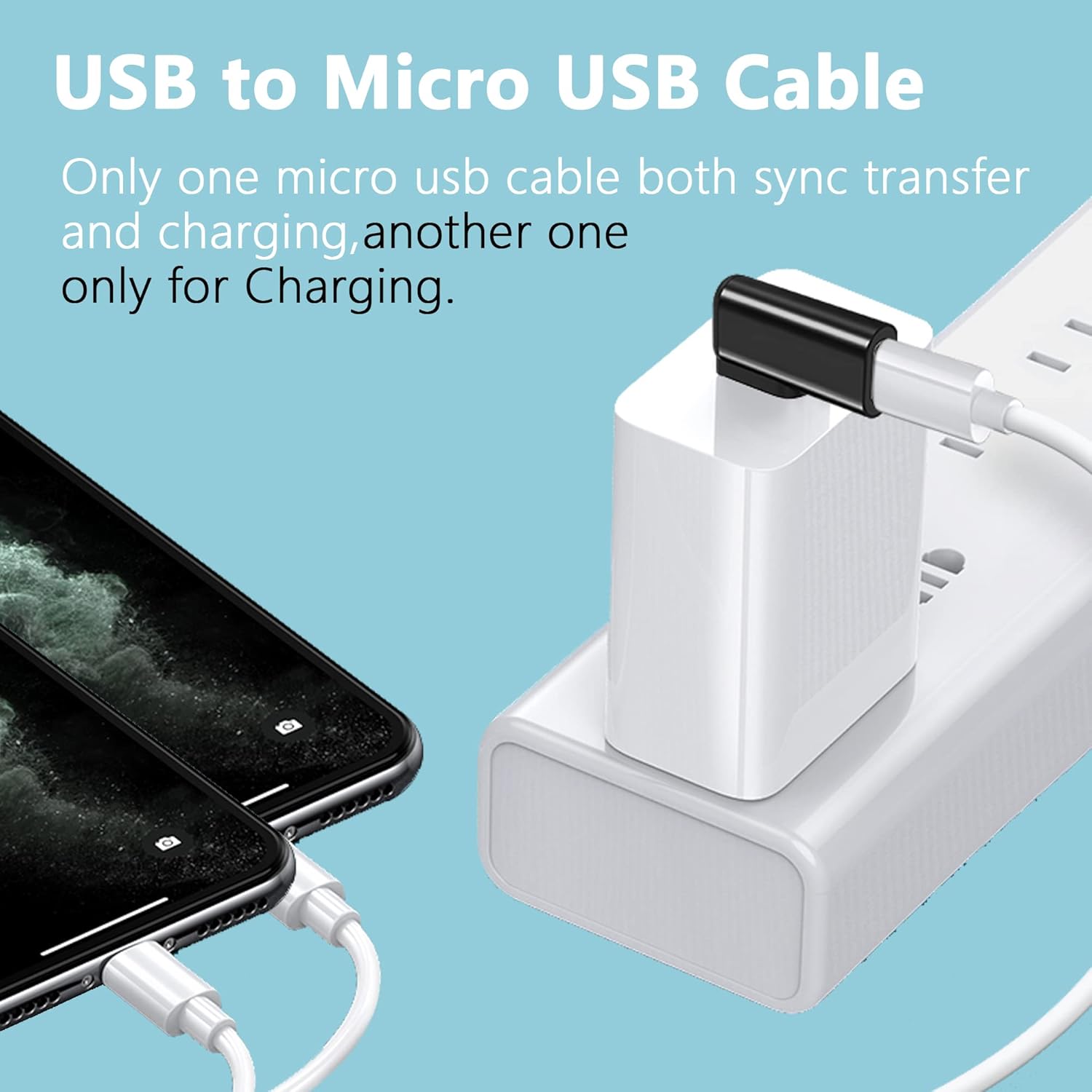 Thumbnail 1 de GELRHONR 2 in 1 USB A to Dual Micro USB Sync & Charge Cable Adapter (1 m)