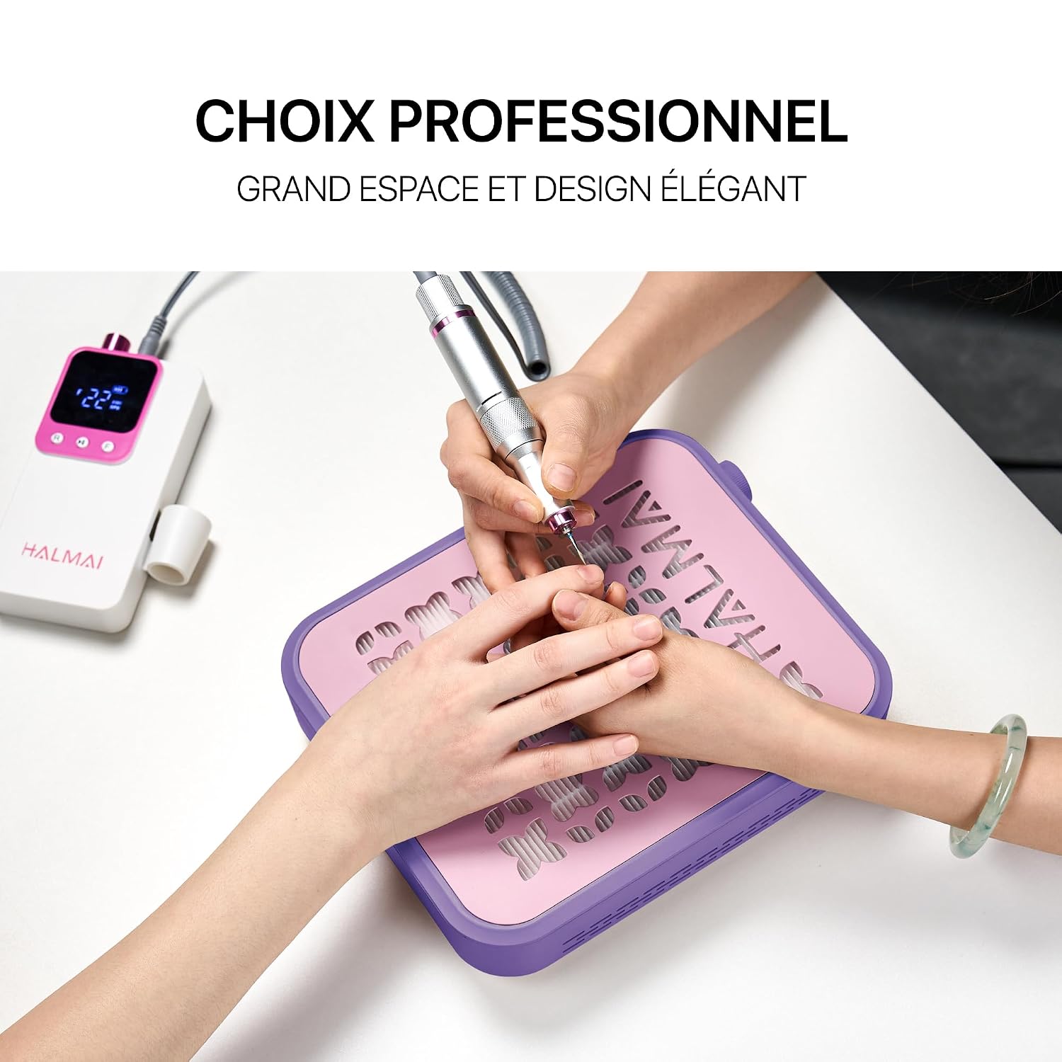 Thumbnail 6 de HALMAI Rechargeable Cordless Nail Dust Collector – kabelloser Staubabsauger für Acrylnägel (800 Pa, 5000 U/min, HEPA-Filter, Mauve Violett)
