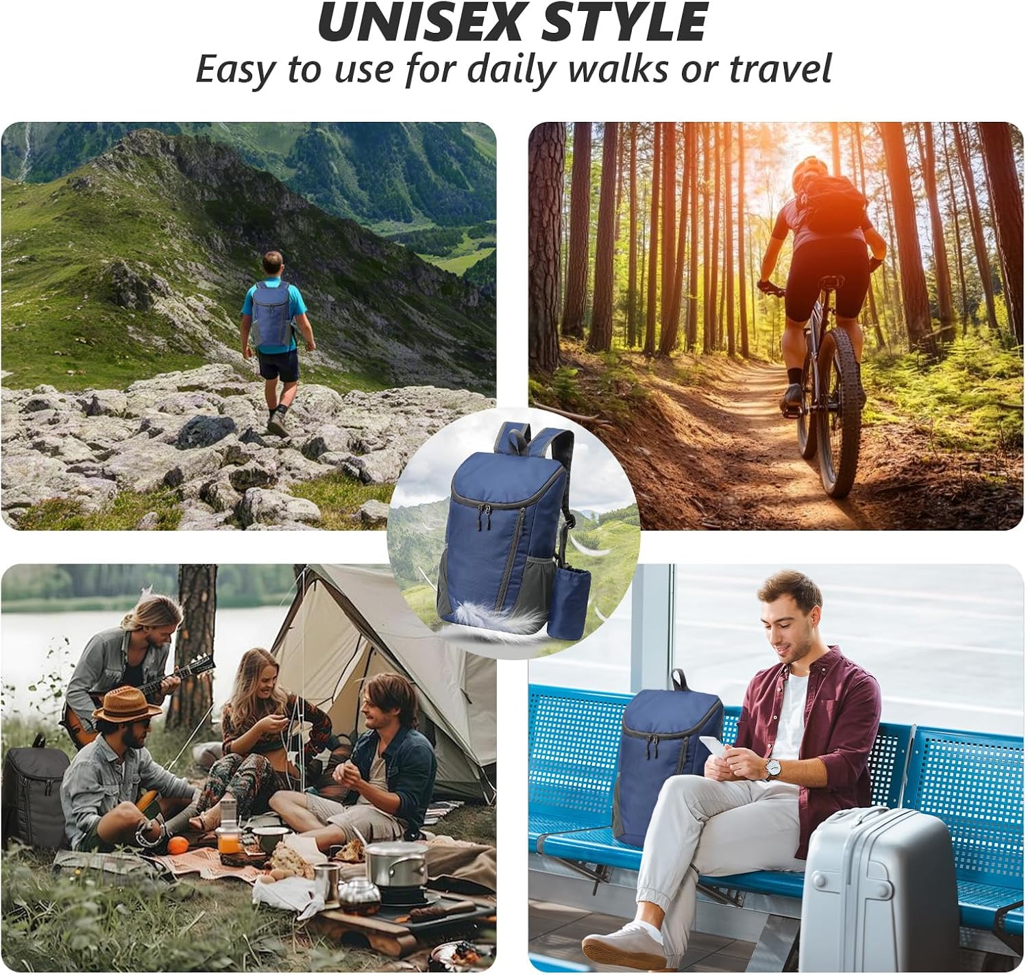 Detalle de flintronic Ultraleicht faltbarer Klein-Rucksack (28 x 20 x 42 cm) – wasserdicht & kompaktes Outdoor-Tagesrucksack-Modell
