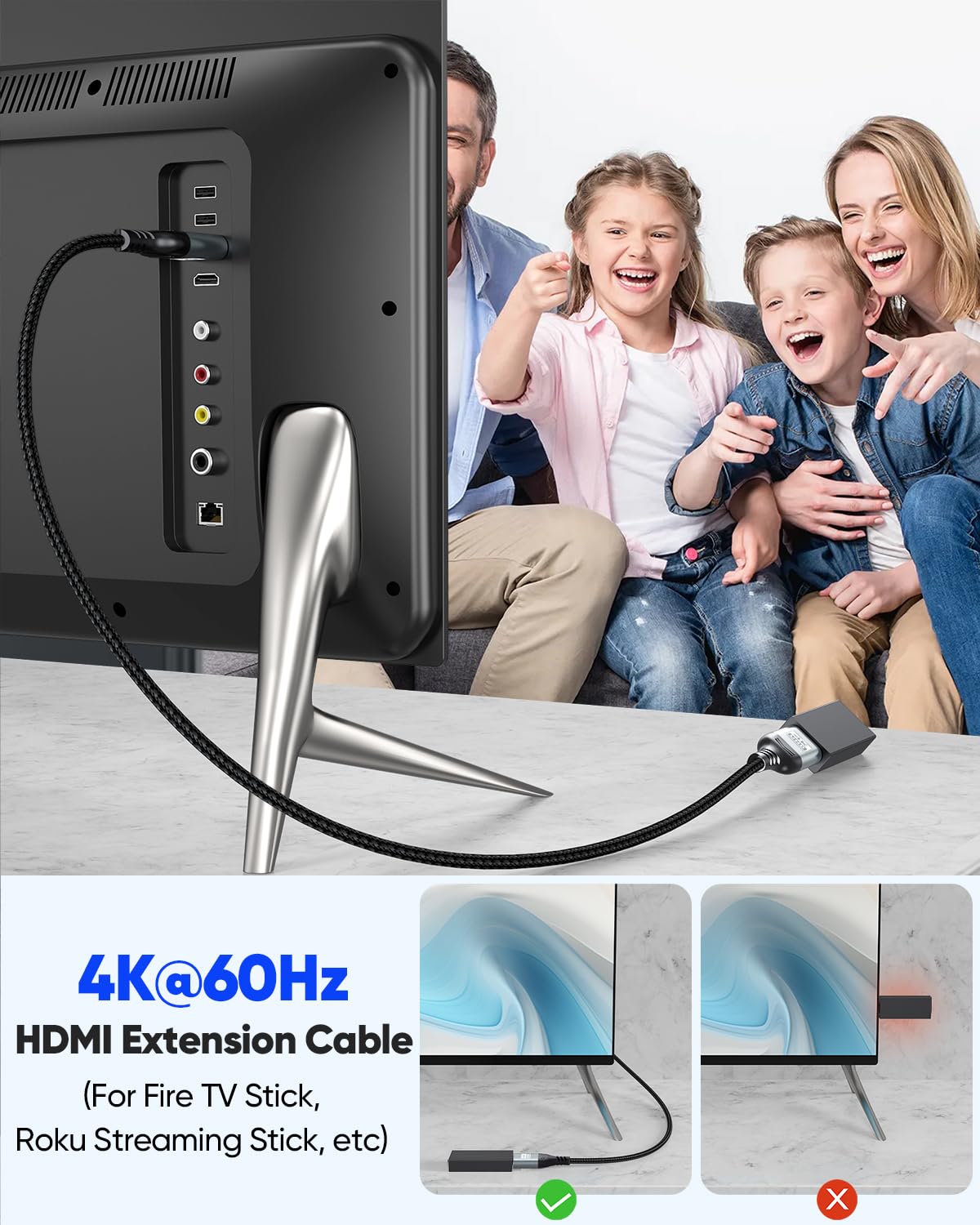 Thumbnail 2 de ZeniKon 4K HDMI Extender Cable 3FT 2-Pack: Flexible, High-Speed HDMI Extension for Gaming and Streaming
