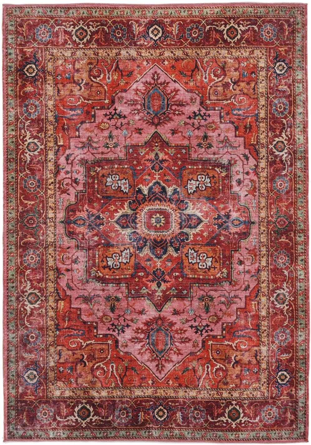 Detalle de RugVista Georgia Oriental vloerkleed 120 x 180 cm, rood-roze, laagpolig