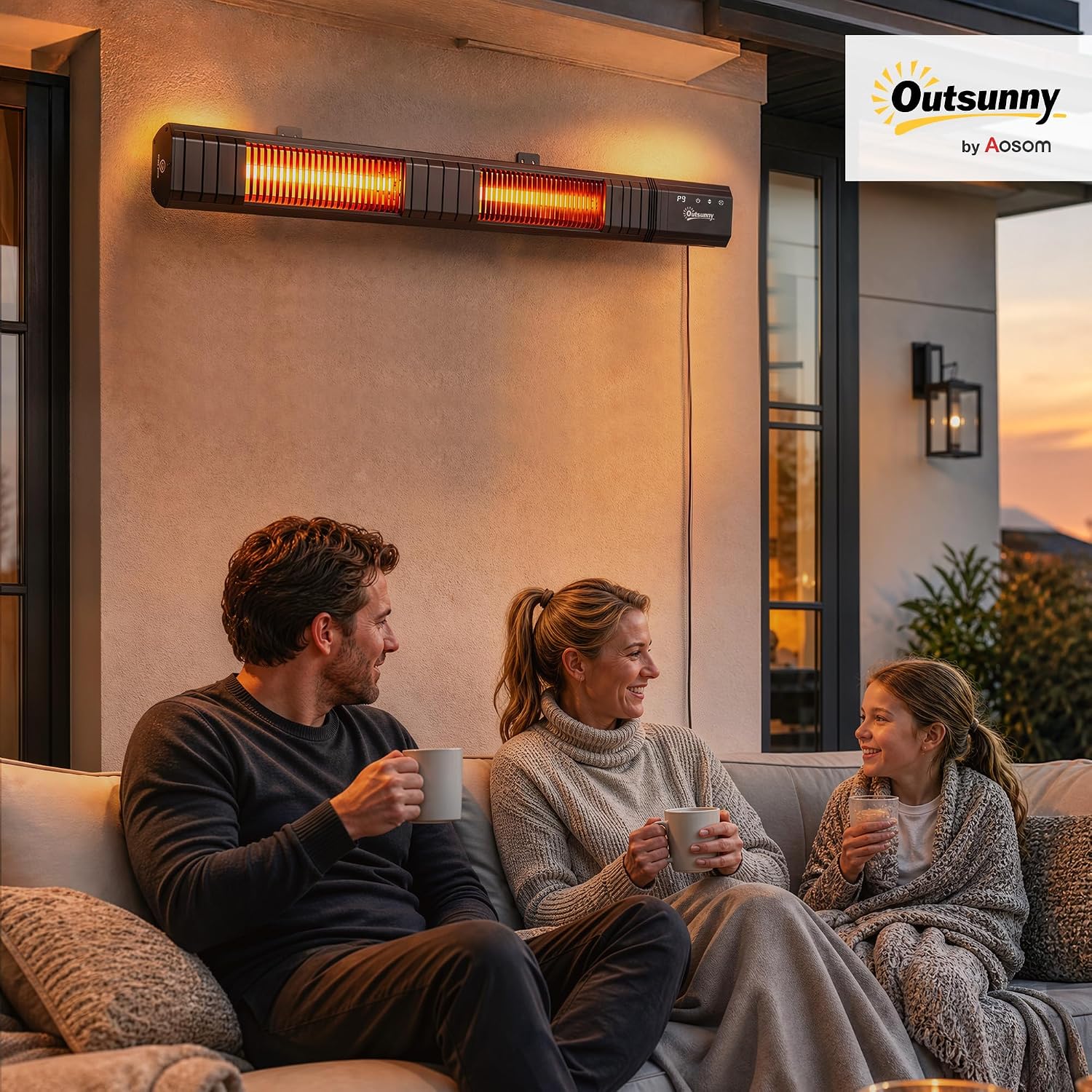 Detalle 2 de Outsunny 842-501V90BK infrarood terrasverwarmer 3000 W, IP65, wandmontage