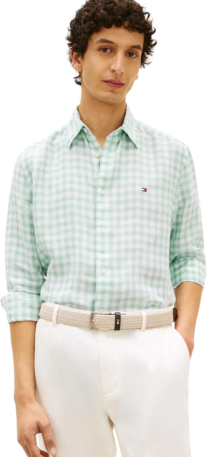 Thumbnail 6 de Tommy Hilfiger Linen Essential Gingham RF Shirt MW0MW42401 camicia in lino gingham uomo