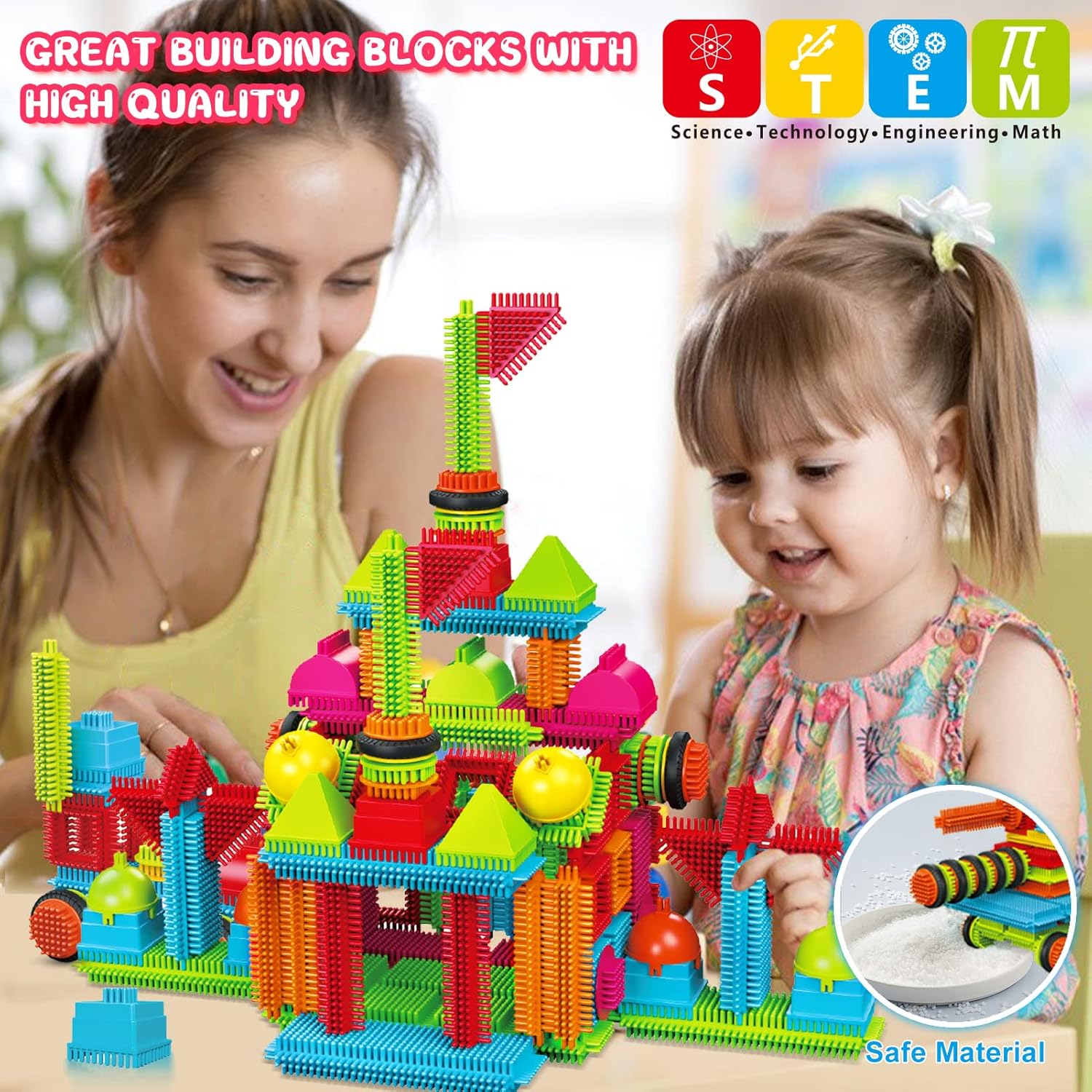 Detalle de obakaer Stickle Bristle Building Blocks (108 pcs) for ages 3+ – soft brush-bristle construction bricks