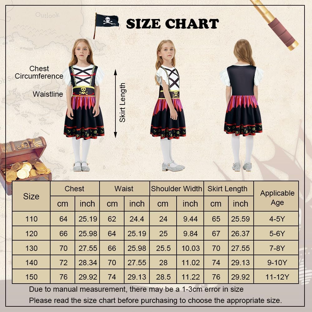 Detalle 2 de AUYAO Costume pirata bambino taglia 110 🎭
