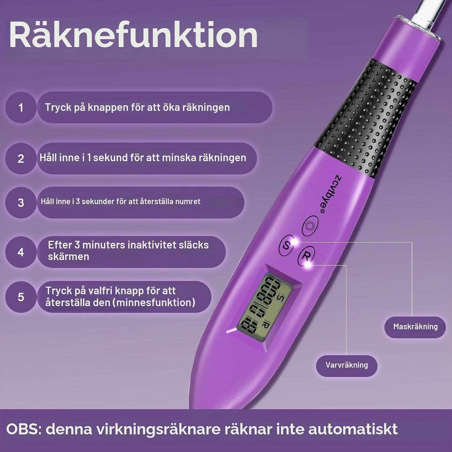 Thumbnail 2 de Transplant CCH-L4 virknålsset med LED-ljus, radräknare och 18 storlekar