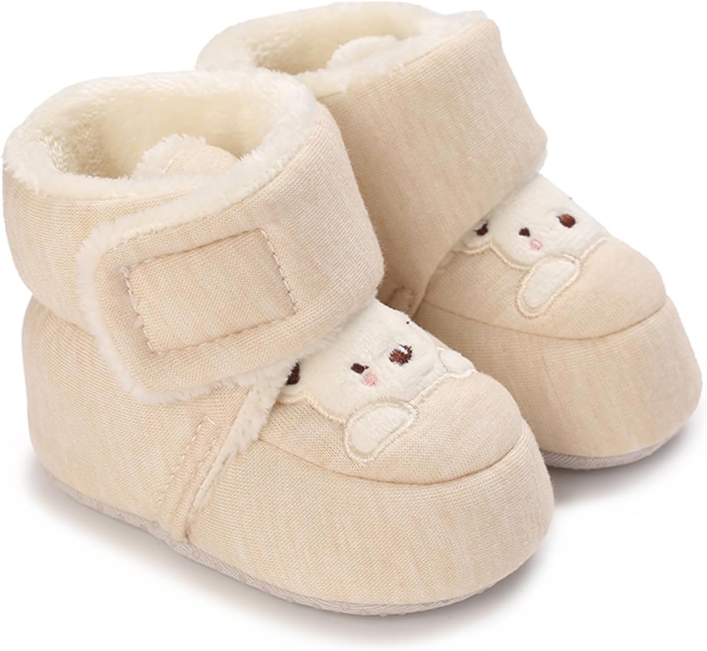 Detalle de RVROVIC plush winter snow boots for babies and toddlers with anti-slip sole and bowknot detail
