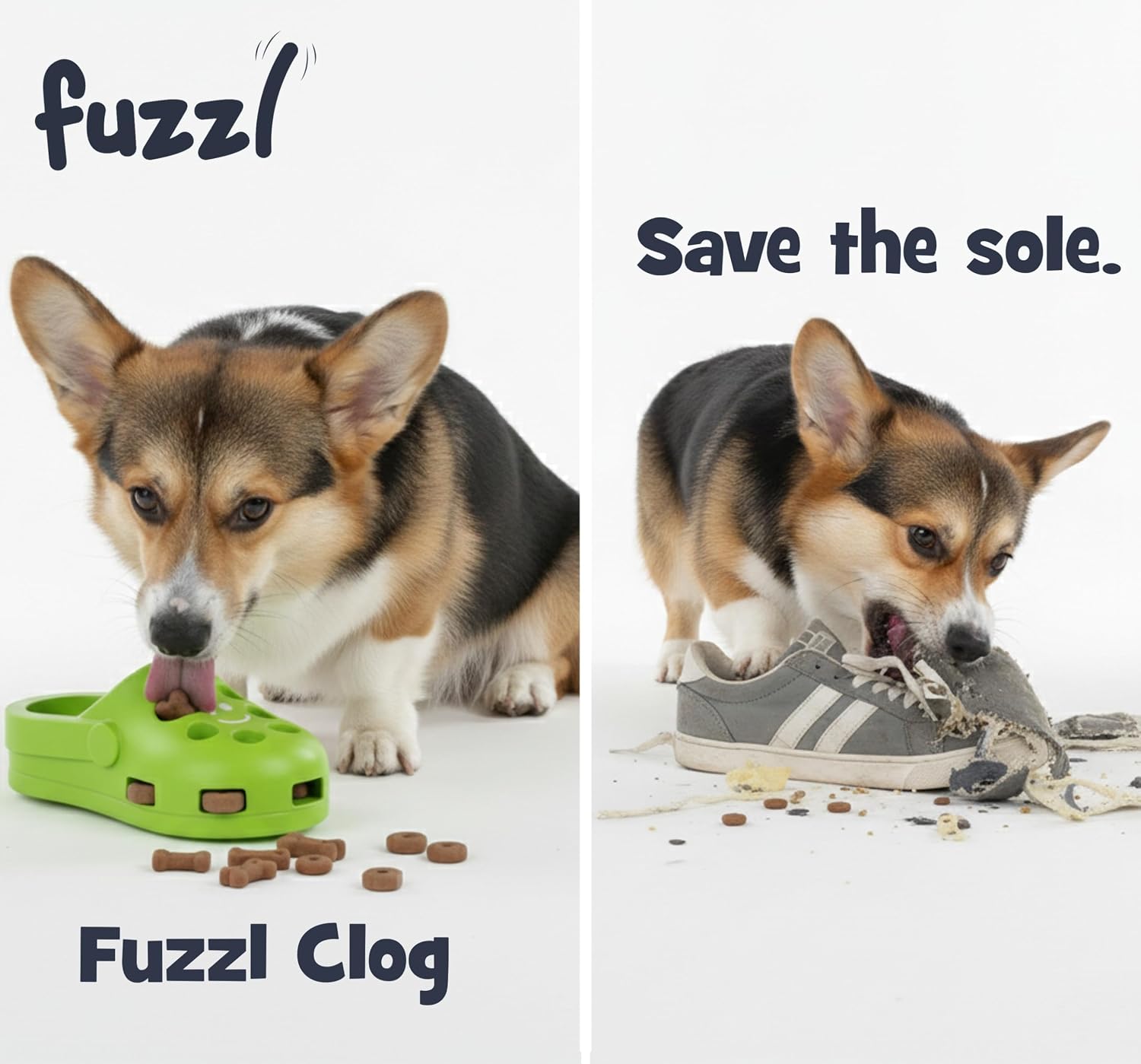 Detalle de Fuzzl Clog Treat Toy for Dogs – Natural Rubber Interactive Treat Feeder (Green)
