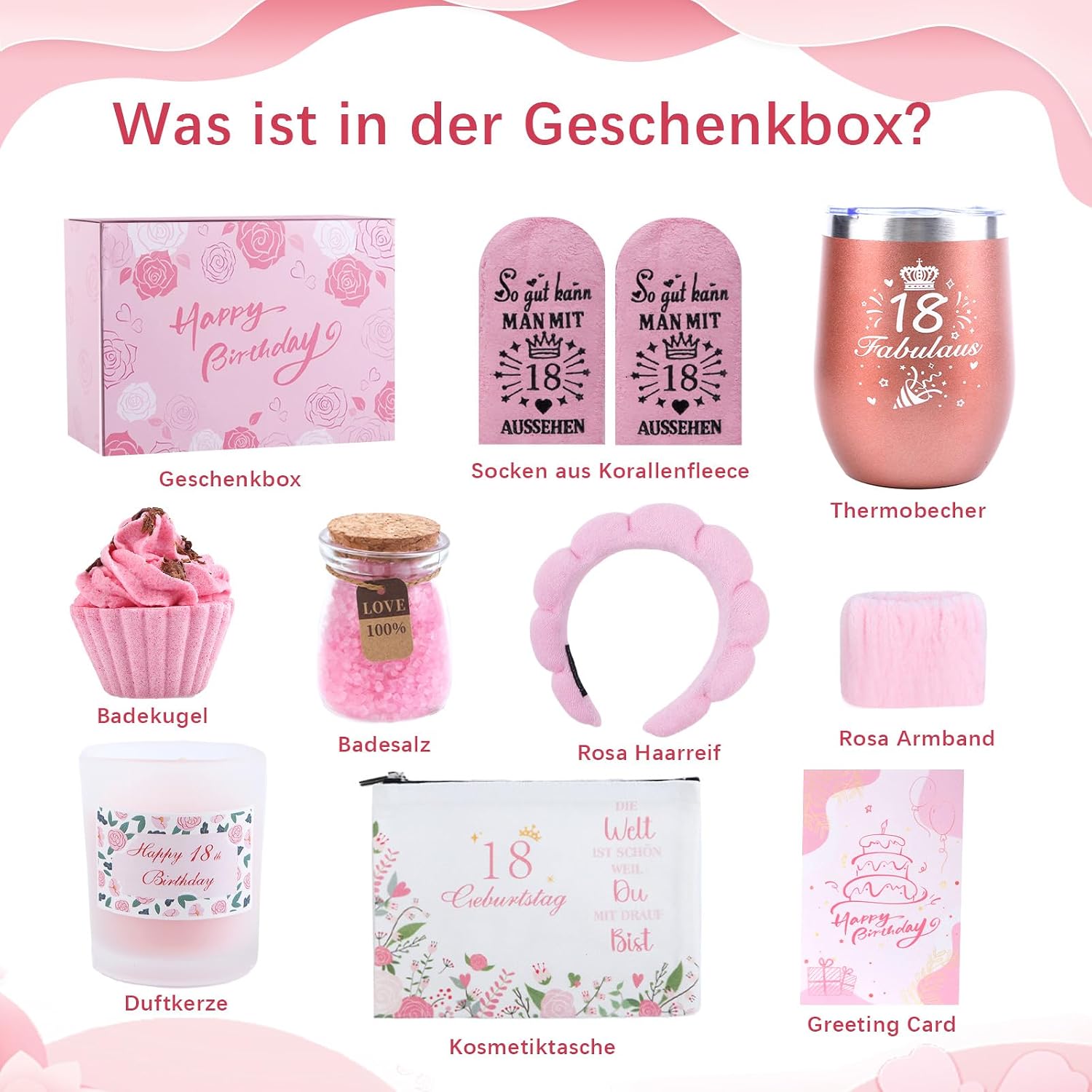 Detalle 2 de Belillpipi Geschenkset 18. Geburtstag für Frauen