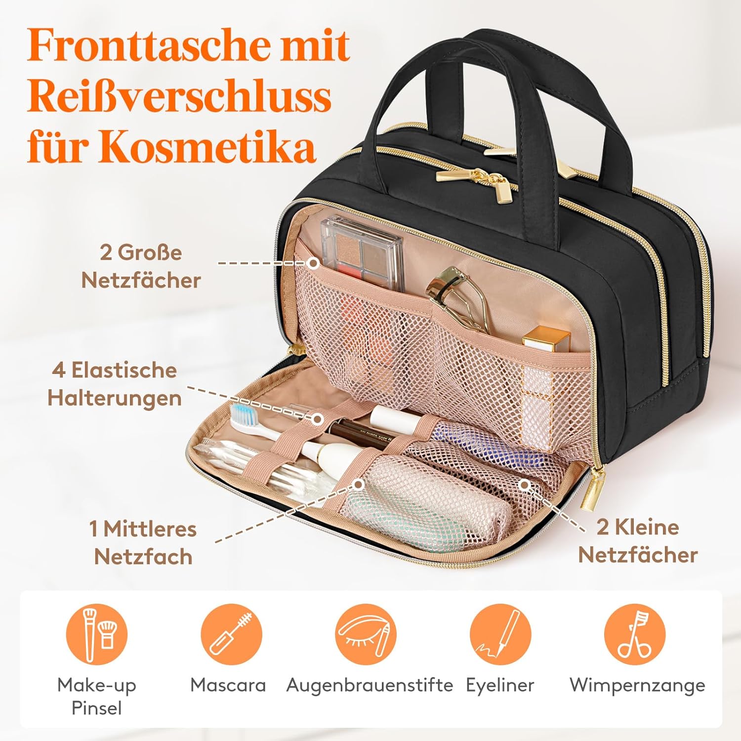 Detalle de Lifewit Reise Kulturtasche Damen, 5L – Wasserabweisender Kulturbeutel mit Nassfach