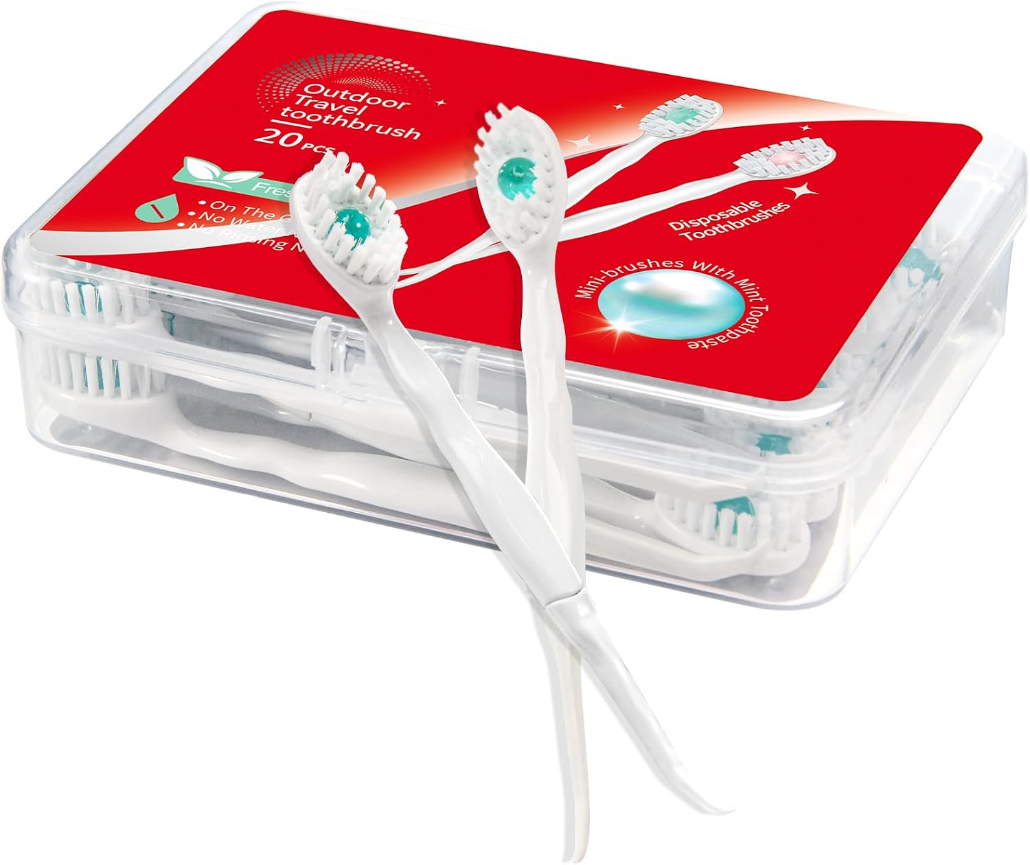 Detalle de Malisseladi Mini Disposable Toothbrushes with Toothpaste & Toothpick — Mint, 20pcs