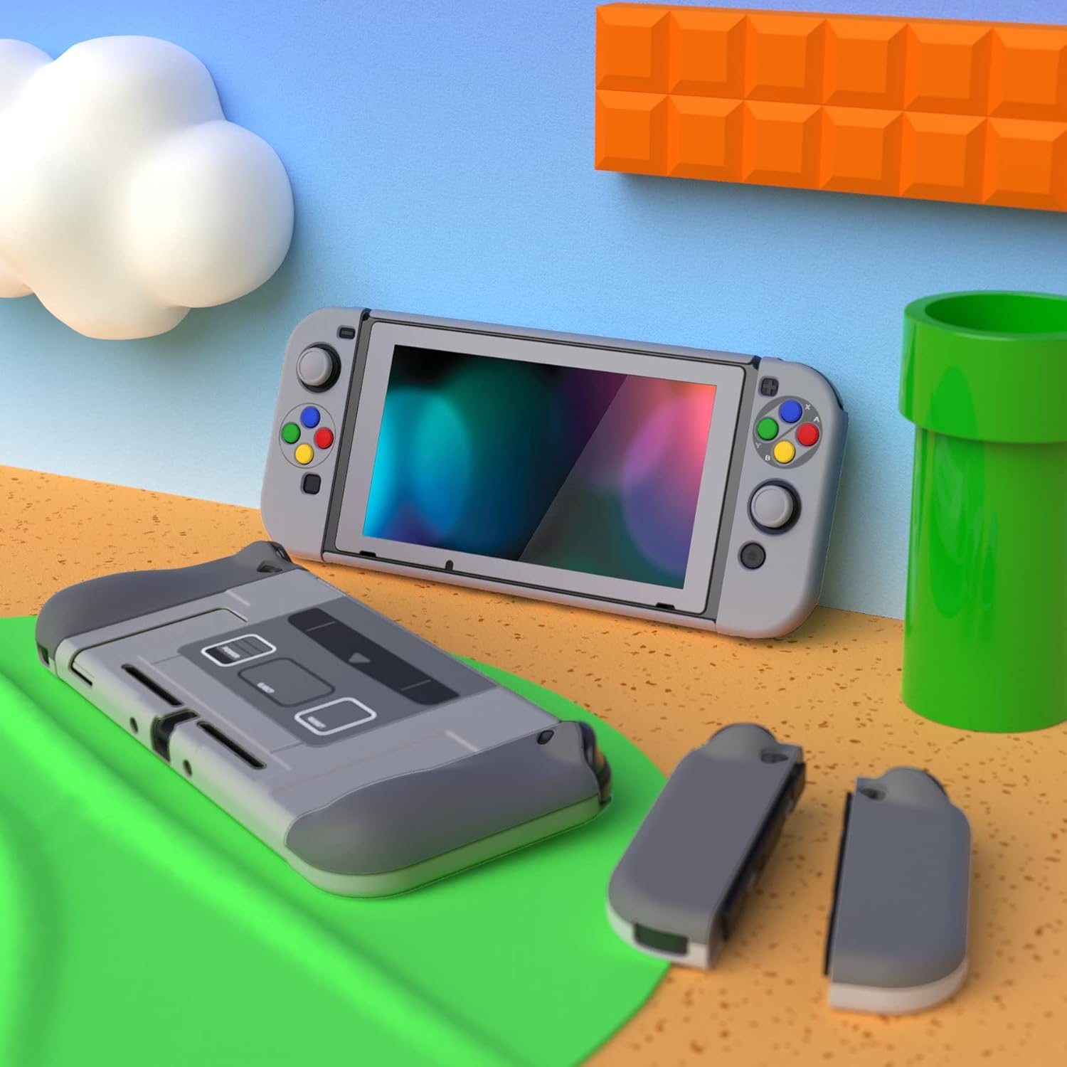 Thumbnail 3 de playvital AlterGrips Dockable Protective Case for Nintendo Switch (EU Style) with screen protector and grip caps