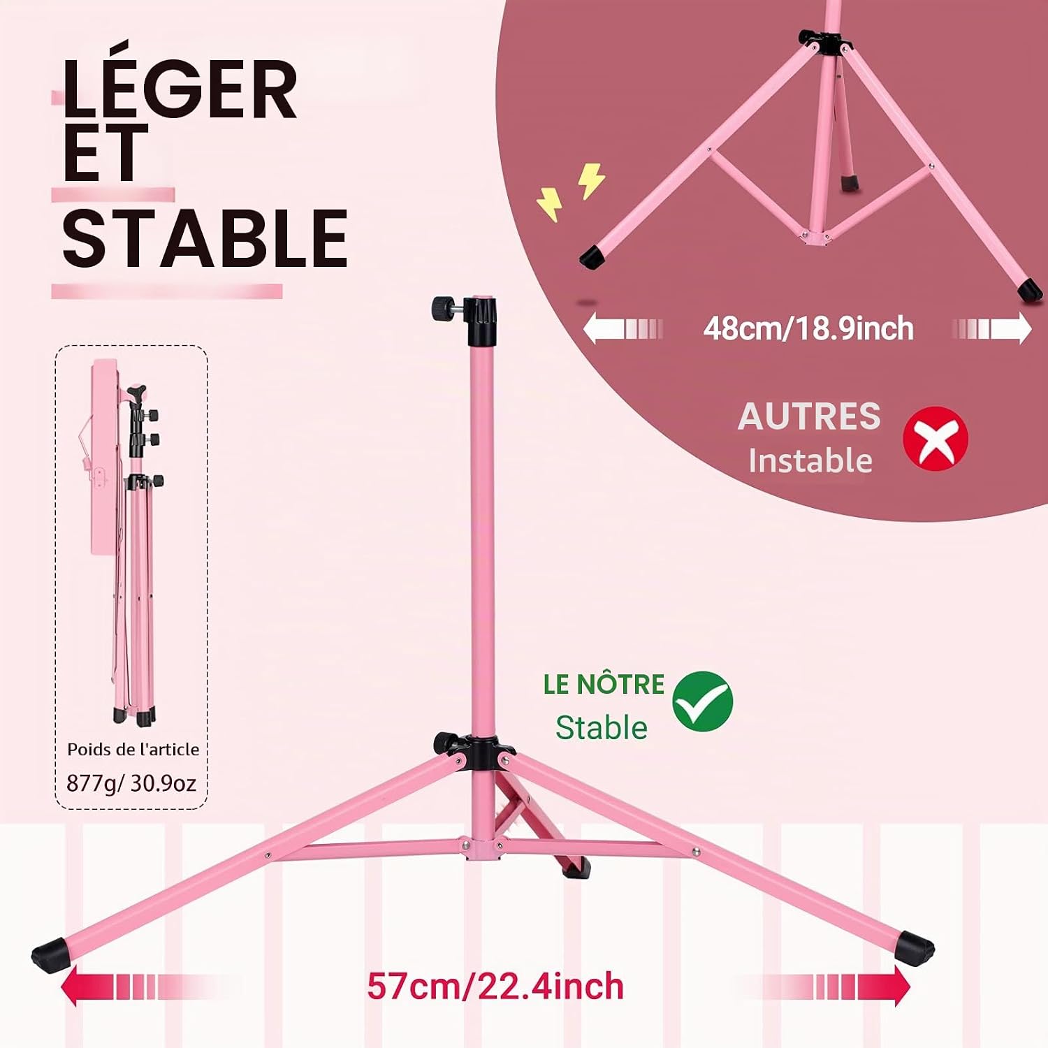 Detalle de CAHAYA Pupitre de Musique Pliable 2 en 1 – Support de Partitions en Métal Rose CY0204-1