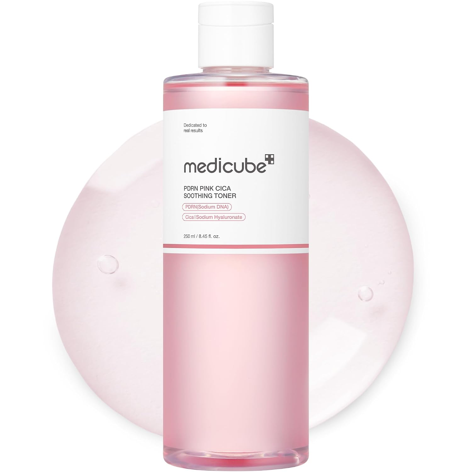 Detalle de medicube Salmon DNA PDRN Pink Cica Soothing Toner (250 ml) – beruhigendes Tonikum für empfindliche Haut