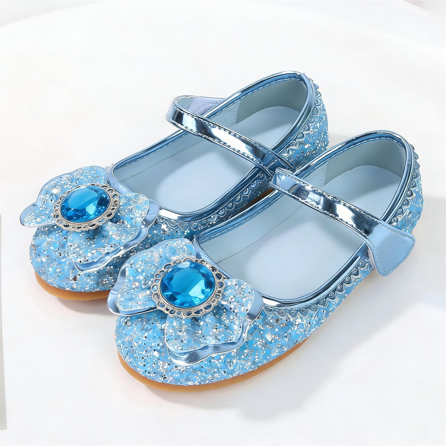 Thumbnail 6 de FStory&Winyee Prinzessin Schuhe für Mädchen – Glitzernde Elsa-/Prinzessin-Optik, Klettverschluss, 1,5 cm Absatz