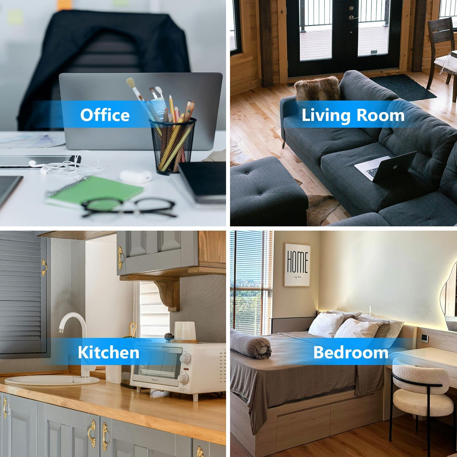 Thumbnail 6 de JSVER Multiprise USB avec interrupteurs individuels, 4 prises CA et 2 USB-A (2 ports USB-C) noire