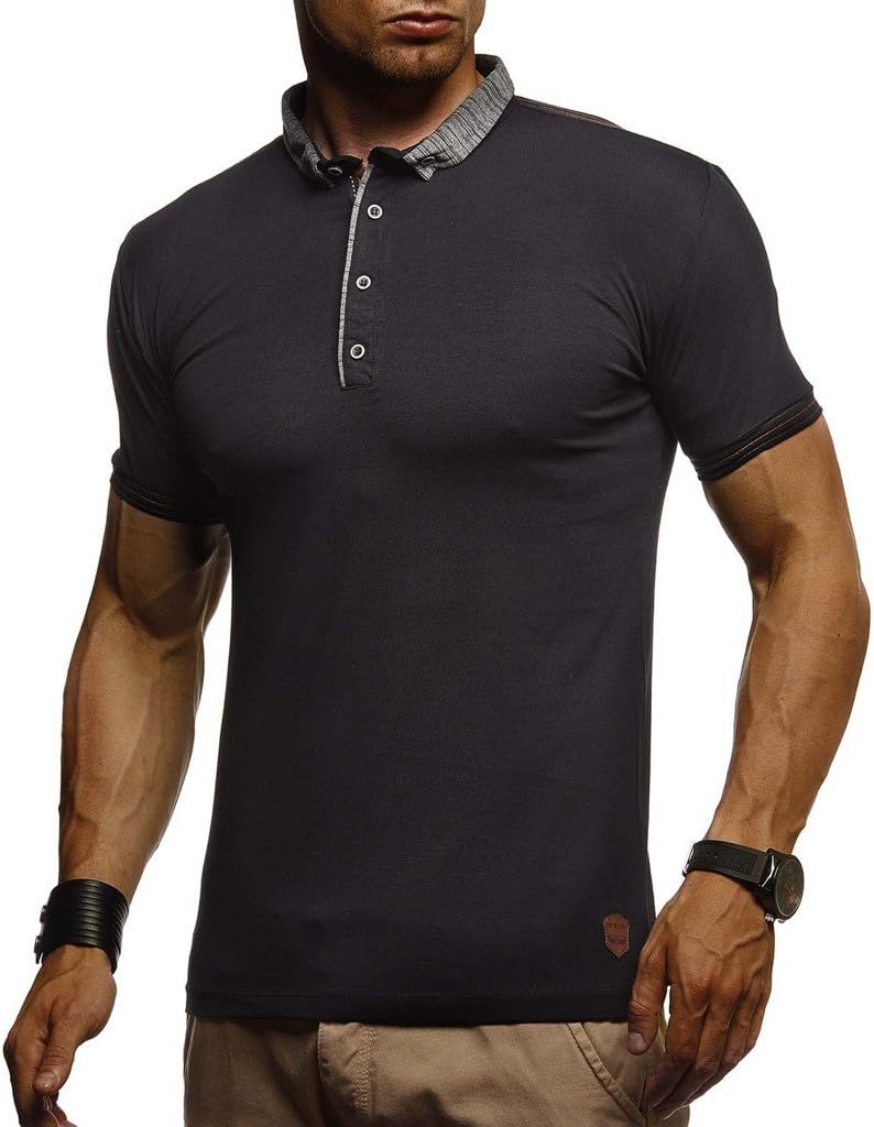 Thumbnail 1 de Leif Nelson LN1310 T-shirt polo été pour homme – Coupe ajustée, coton naturel, noir ou blanc