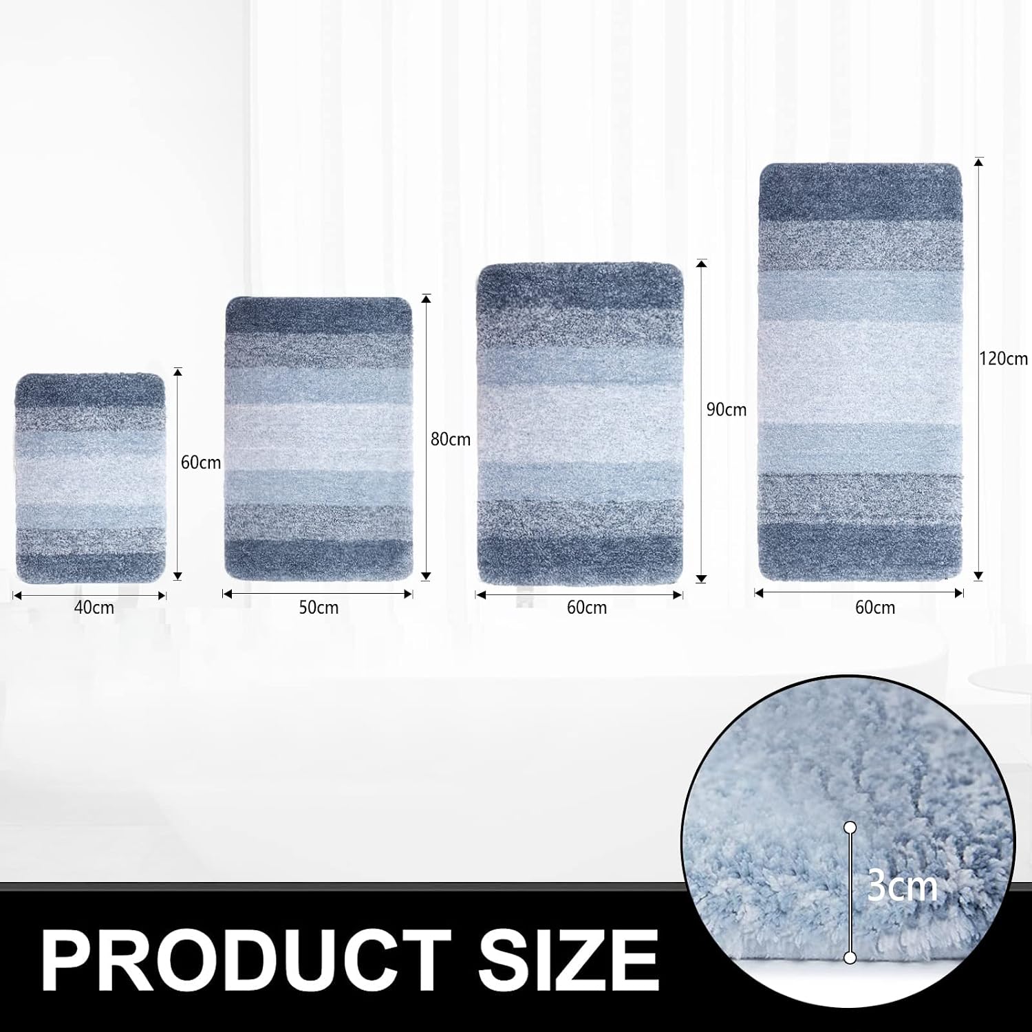 Thumbnail 6 de Smiry Microfiber Bath Mat 60 x 120 cm – Non-Slip, Ultra-Soft & Absorbent