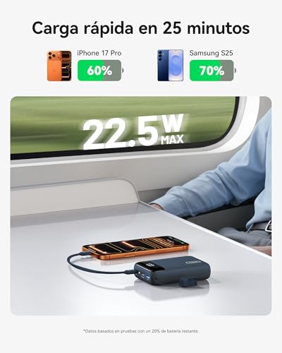Detalle 2 de INIU Power Bank ultrapequeño de 20000mAh con carga rápida 22,5W y cable USB-C incluido