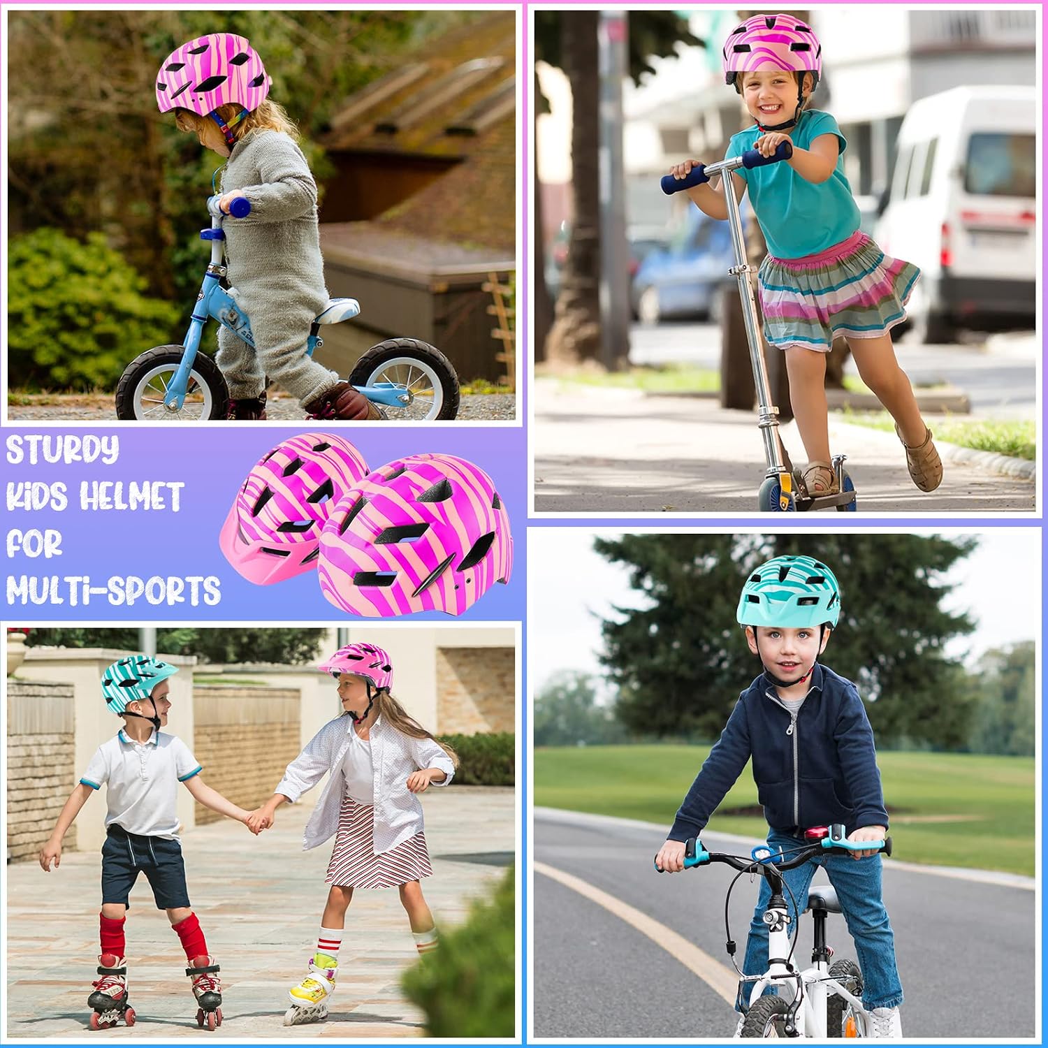 Thumbnail 5 de RaMokey Kids Helmet (50–56cm) with Rear Taillight, Adjustable Dial & Removable Visor