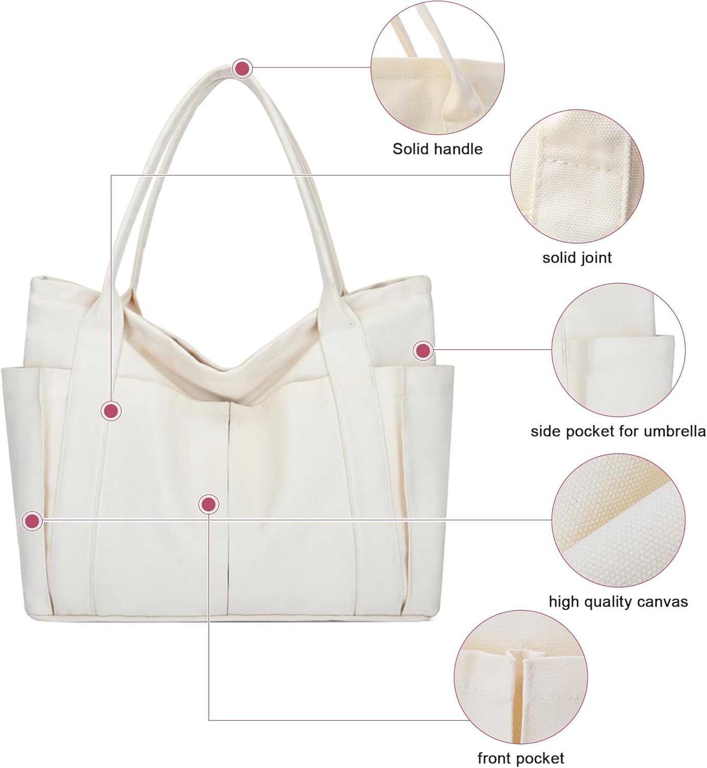 Thumbnail 6 de Damen Große Canvas Tote Bag – robuste Einkaufstasche mit viel Platz