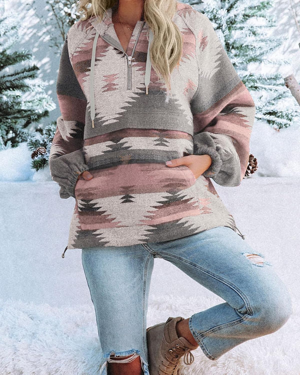 Detalle 2 de Fessceruna Women's Aztec Hoodie Polyester