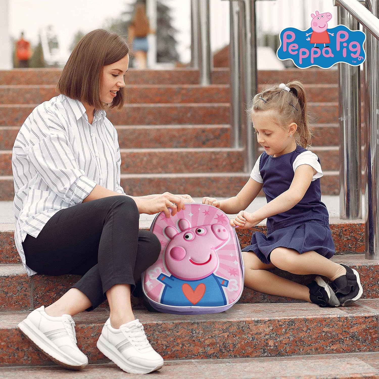 Detalle de Zaino Scuola Elementare Bambina 3D Peppa Pig con astuccio e zainetto | Pacchetto ritorno a scuola