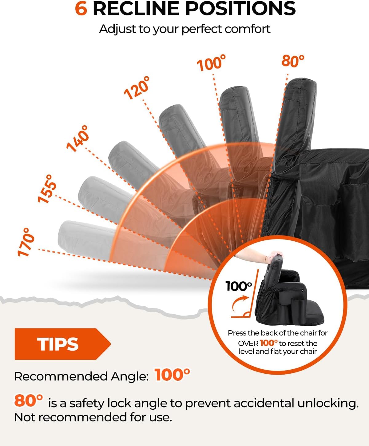 Detalle 2 de Sportneer Y21-80600-60 Stadium Seat, 24-Inch Wide with Reclining Backrest