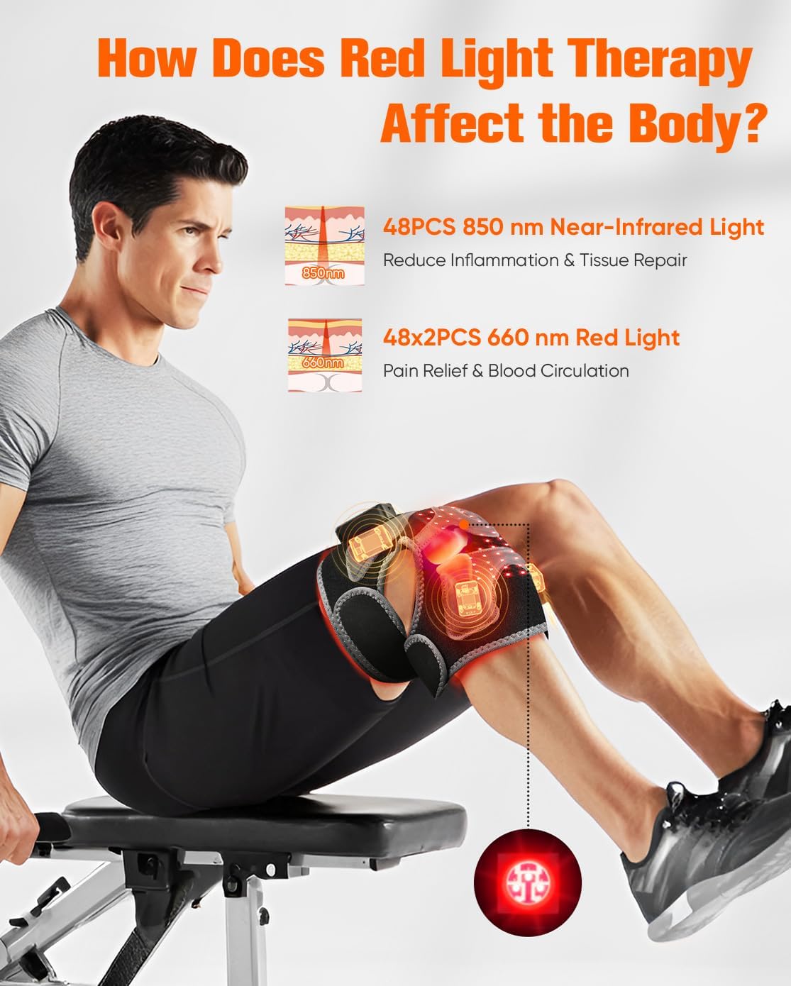 Detalle 2 de CRAZYTECH 3D Red Light Therapy Knee Massager with 5000mAh Cordless Battery