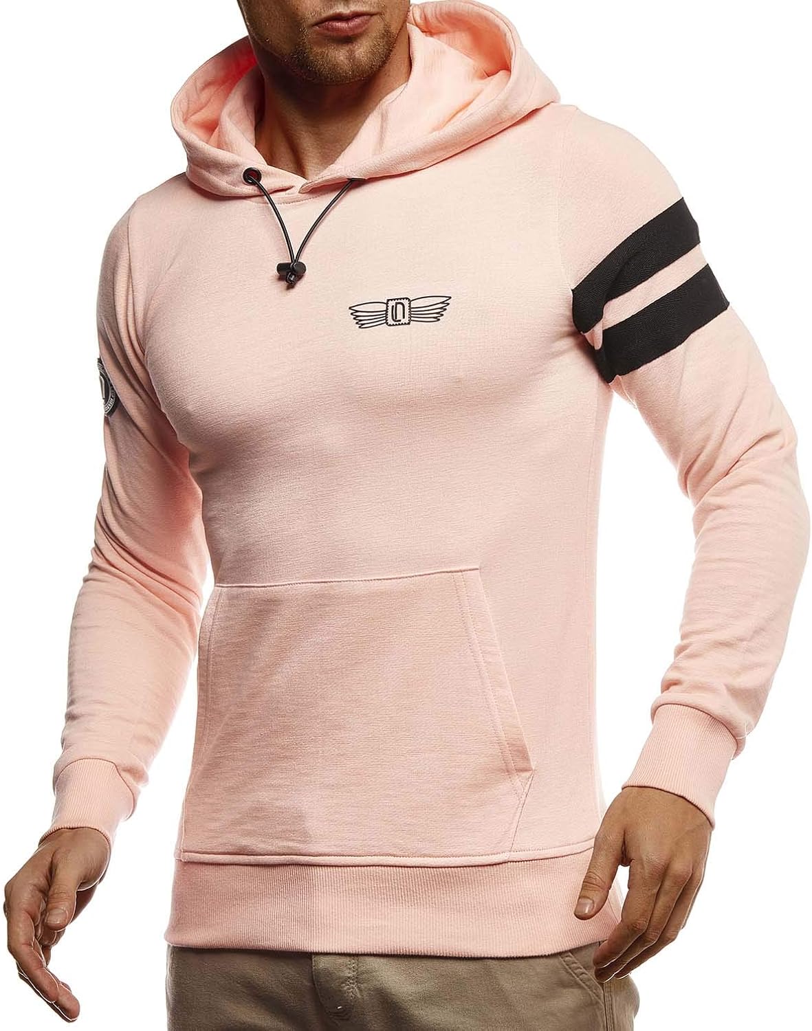 Detalle 2 de Leif Nelson LN8334 : pull à capuche homme slim fit noir et blanc