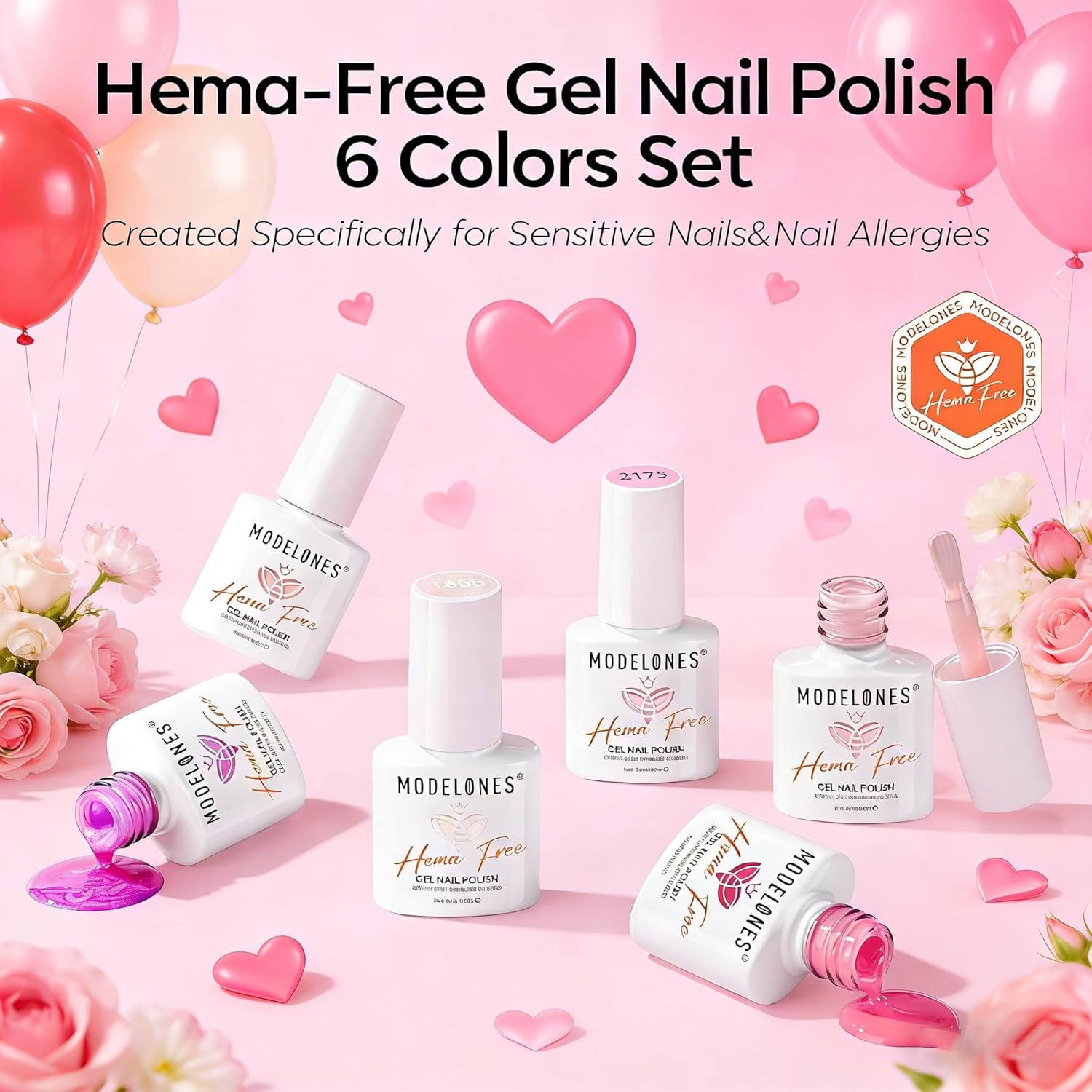 Thumbnail 3 de Modelones Pink Gel Nail Polish Set — HEMA-Free 6-Color Starter Kit