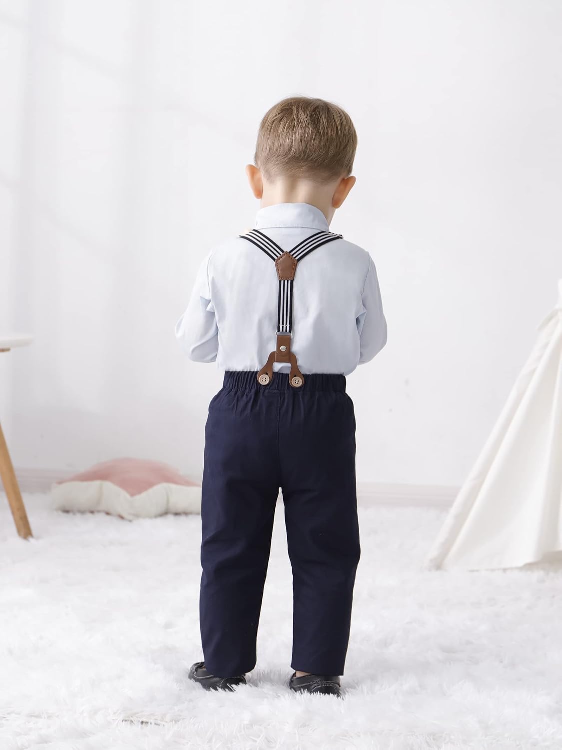 Detalle de Amissz Baby Jungen Gentleman Set – Festliche Kleidung, Hemd/Hosenträger/Hose, 1–10 Jahre