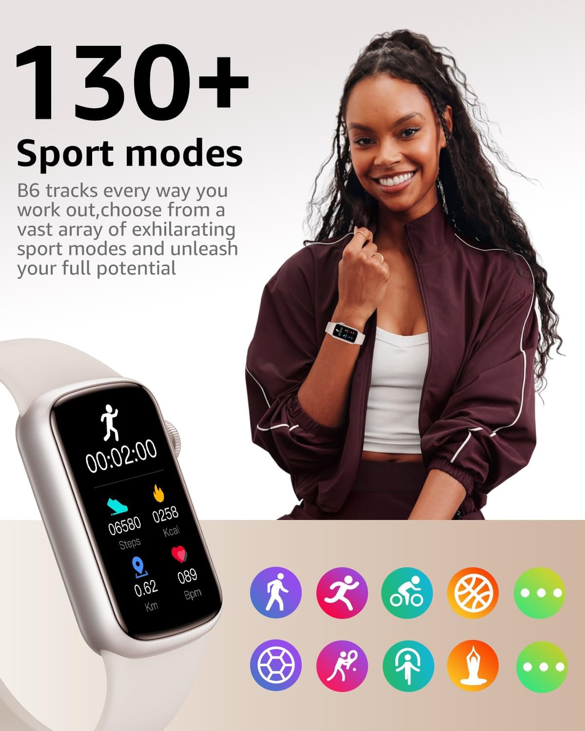 Thumbnail 1 de BUTFORFIT B6 Fitness Tracker Smart Watch with 1.47" TFT Touch Display, Heart Rate, Sleep & IP68