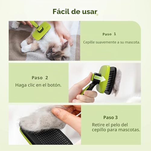 Detalle 2 de Pecute Cepillo para perros y gatos: peine-cepillo ergonómico para pelajes cortos y largos