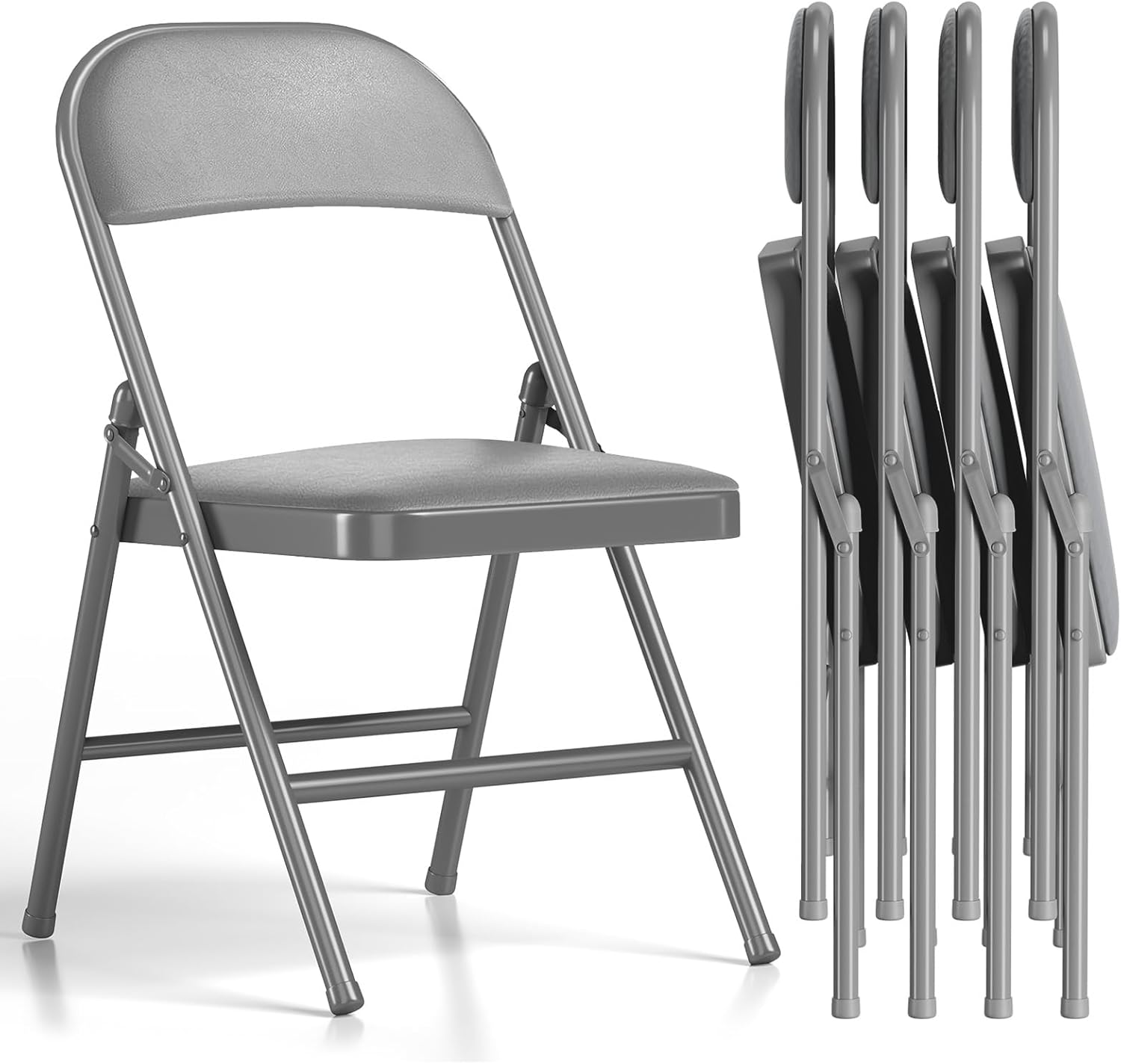 Asdsed Klappstuhl 4er-Set – gepolsterte Metall-Klappstühle mit 204 kg Tragkraft