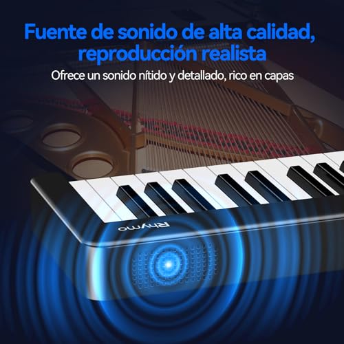 Detalle de Rhymo Teclado Piano Plegable de 61 Teclas con Bluetooth MIDI