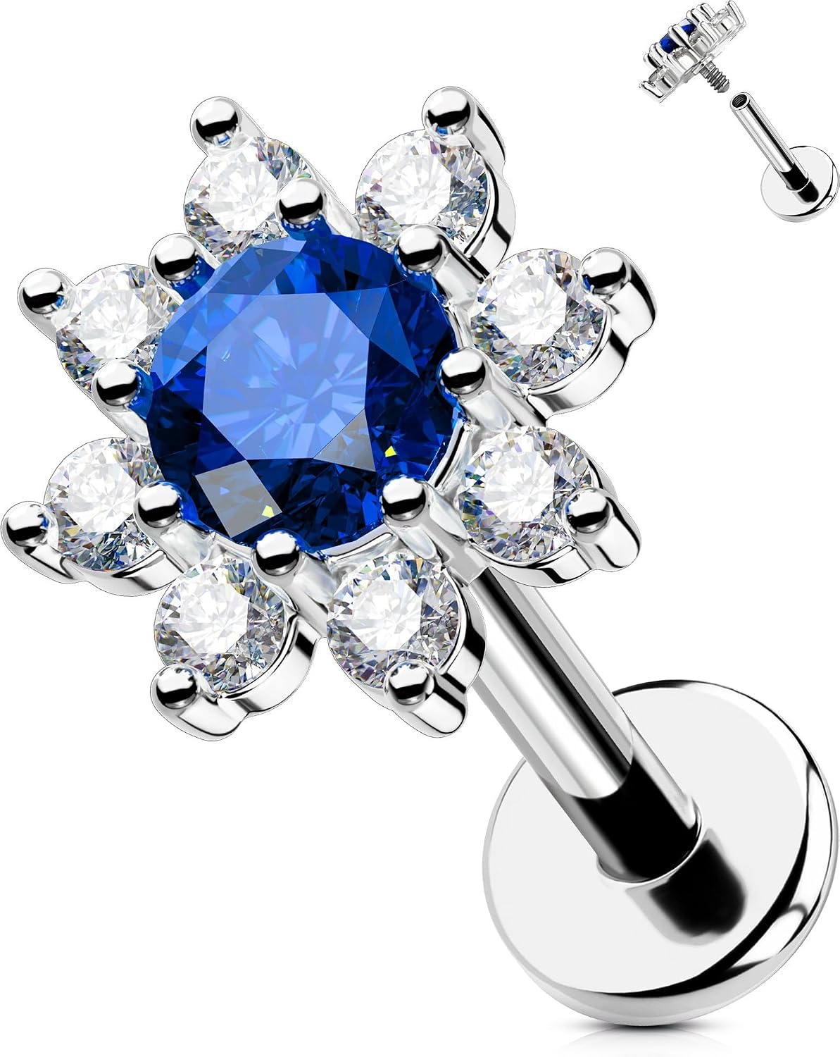 Detalle de OUFER 16G Helix piercing 316L CZ Blu