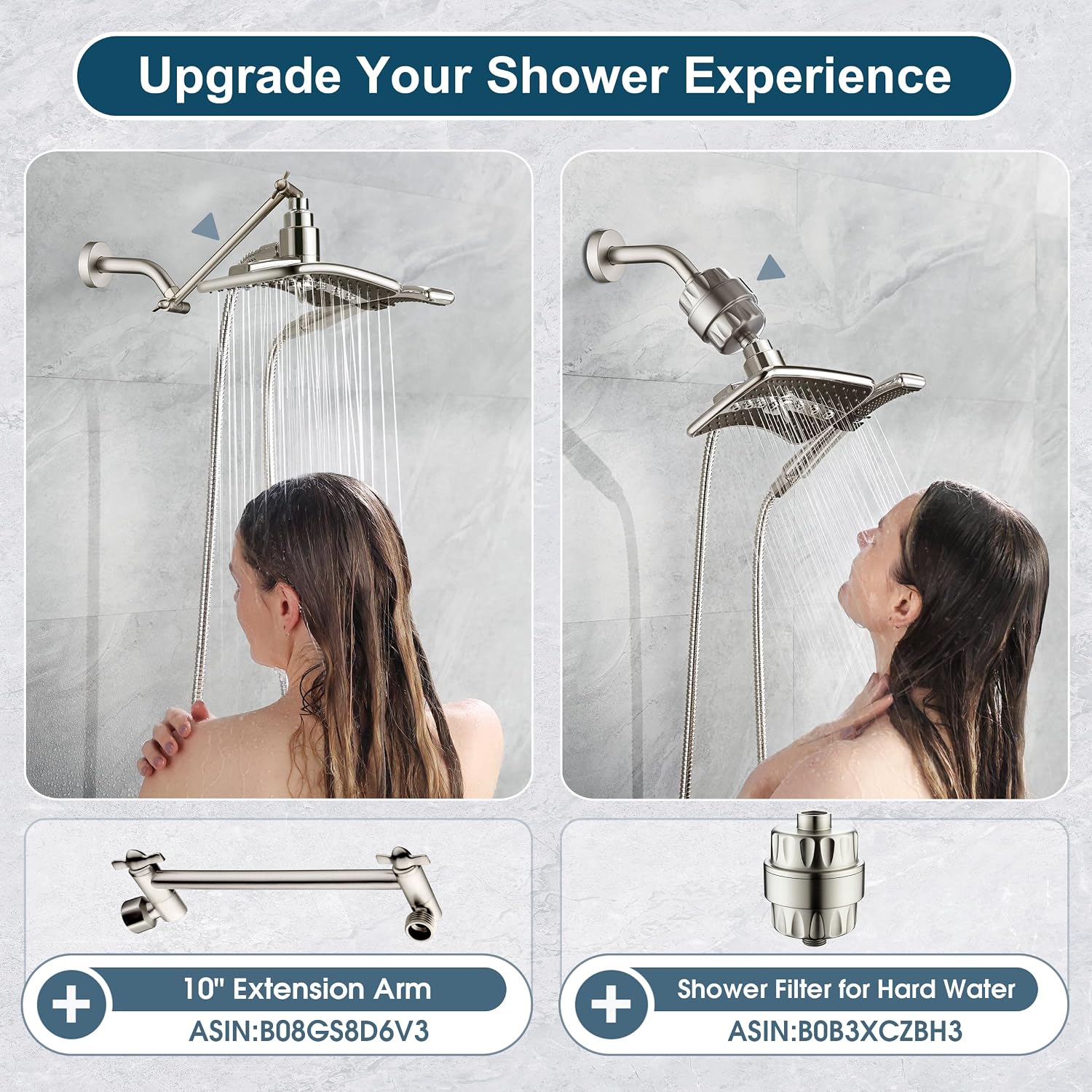 Thumbnail 4 de BRIGHT SHOWERS High Pressure Shower Head Combo, 2-Setting