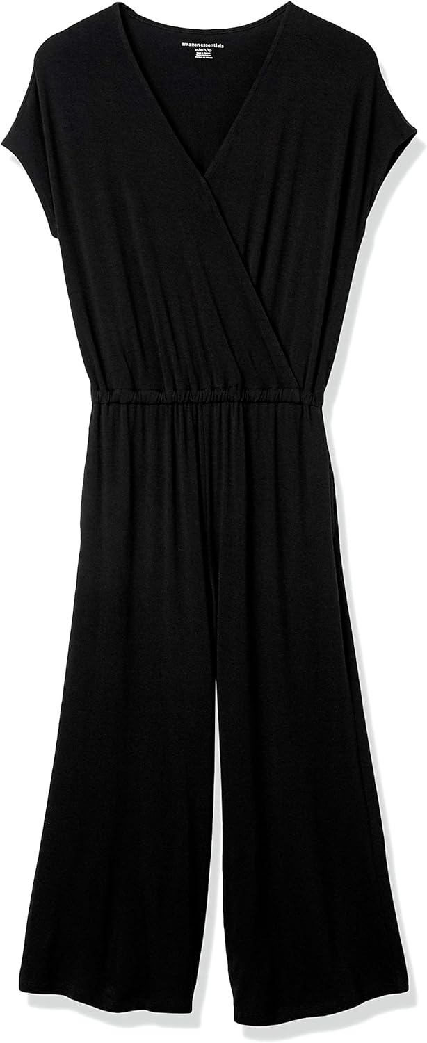 Thumbnail 5 de Amazon Essentials Damen kurzärmeliger Wickel-Overall mit weitem Crop-Bein (Beininnenlänge 52,7 cm)