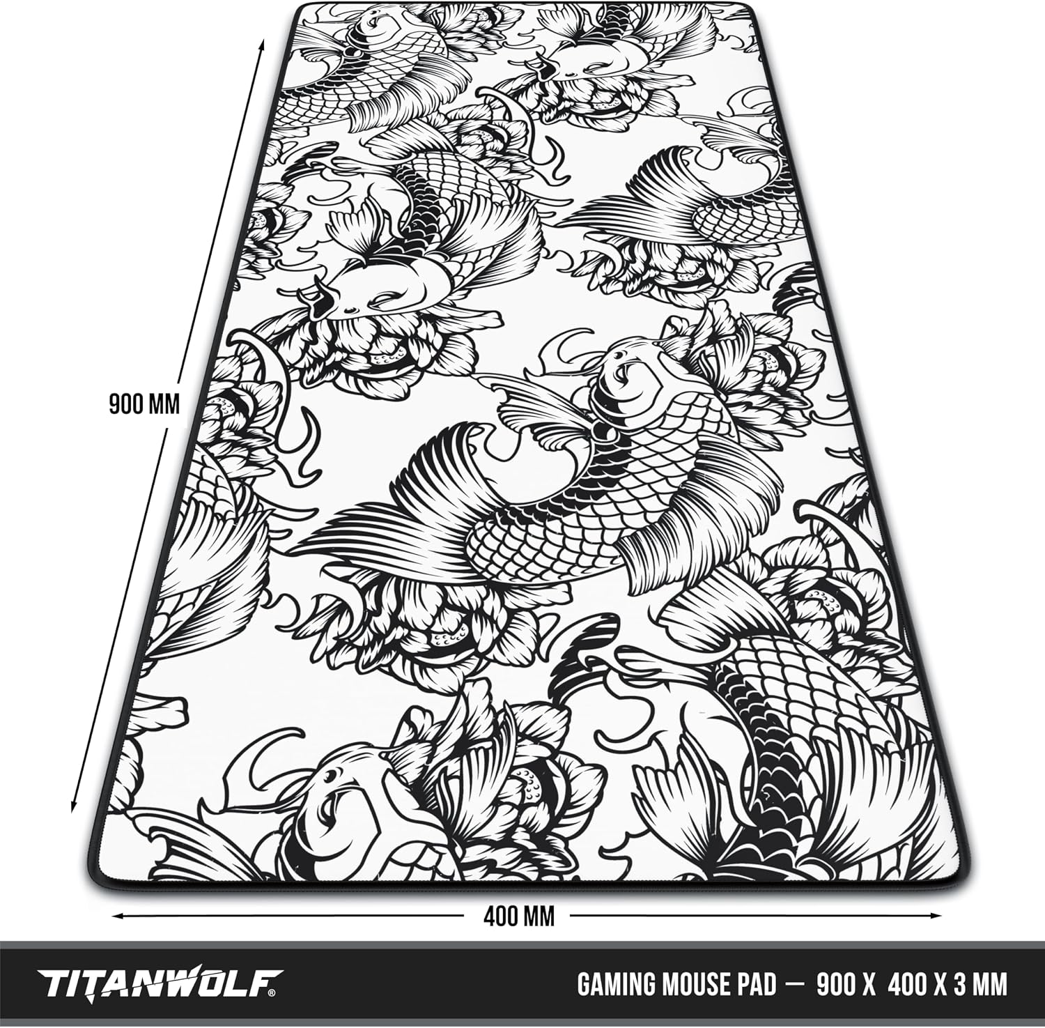 Detalle de TITANWOLF Koi Tattoo 2 XXL Speed Gaming Mouse Mat (900 x 400 x 3mm)
