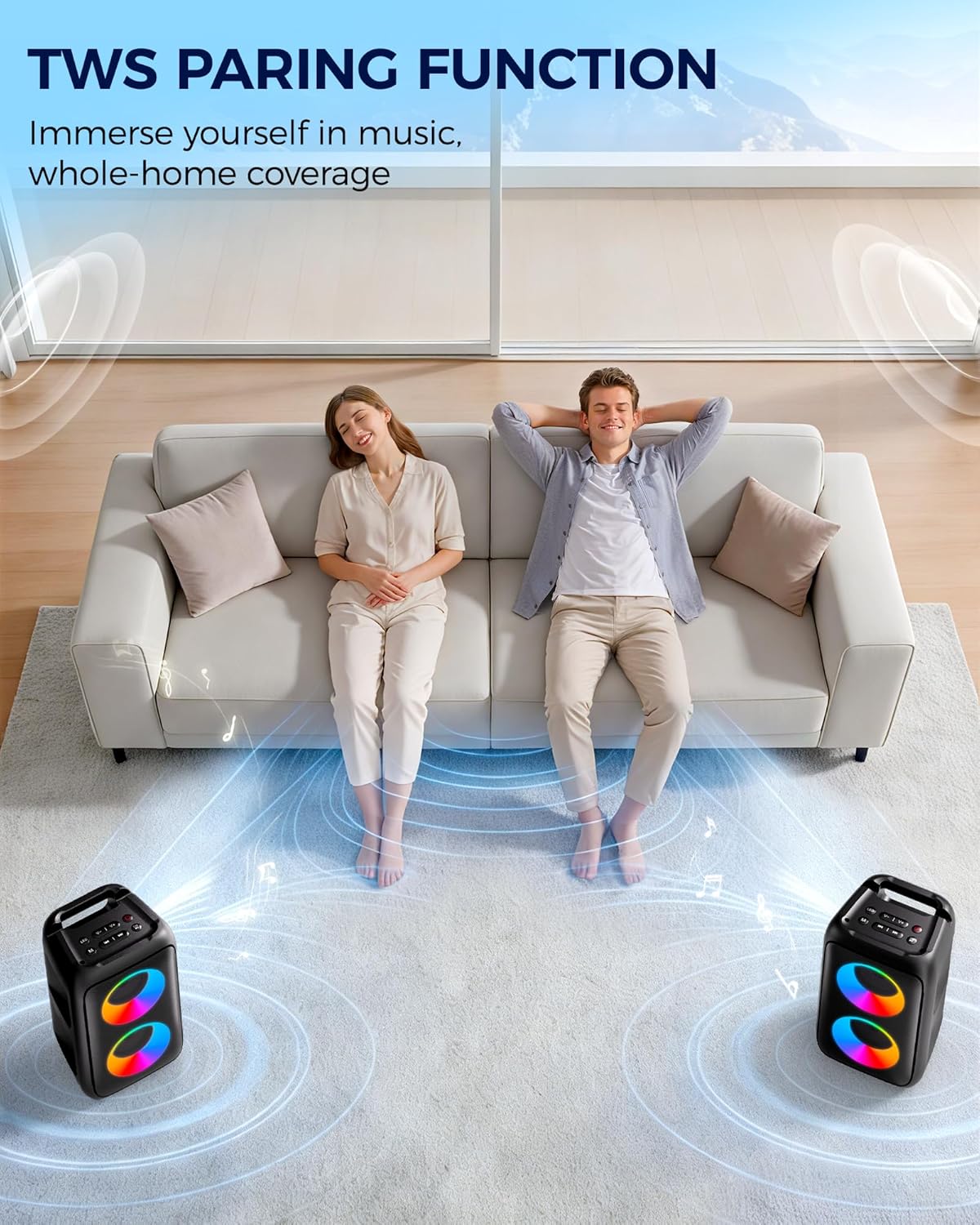 Thumbnail 5 de PWBSLAI Bluetooth Speaker: Portable Party Speaker with Colorful Lights, 360° Sound & TWS Ready