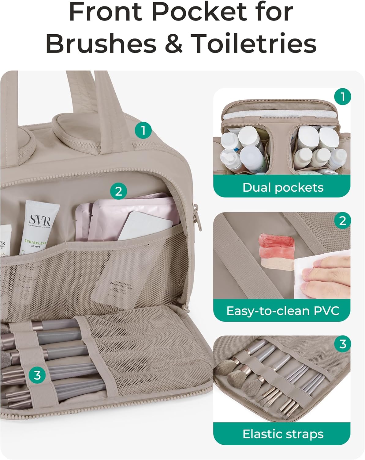 Thumbnail 2 de BAGSMART Travel Toiletry Bag, Crush Toiletry Bag for Women – Large, Wide-Open, Puffy Cosmetic Organizer