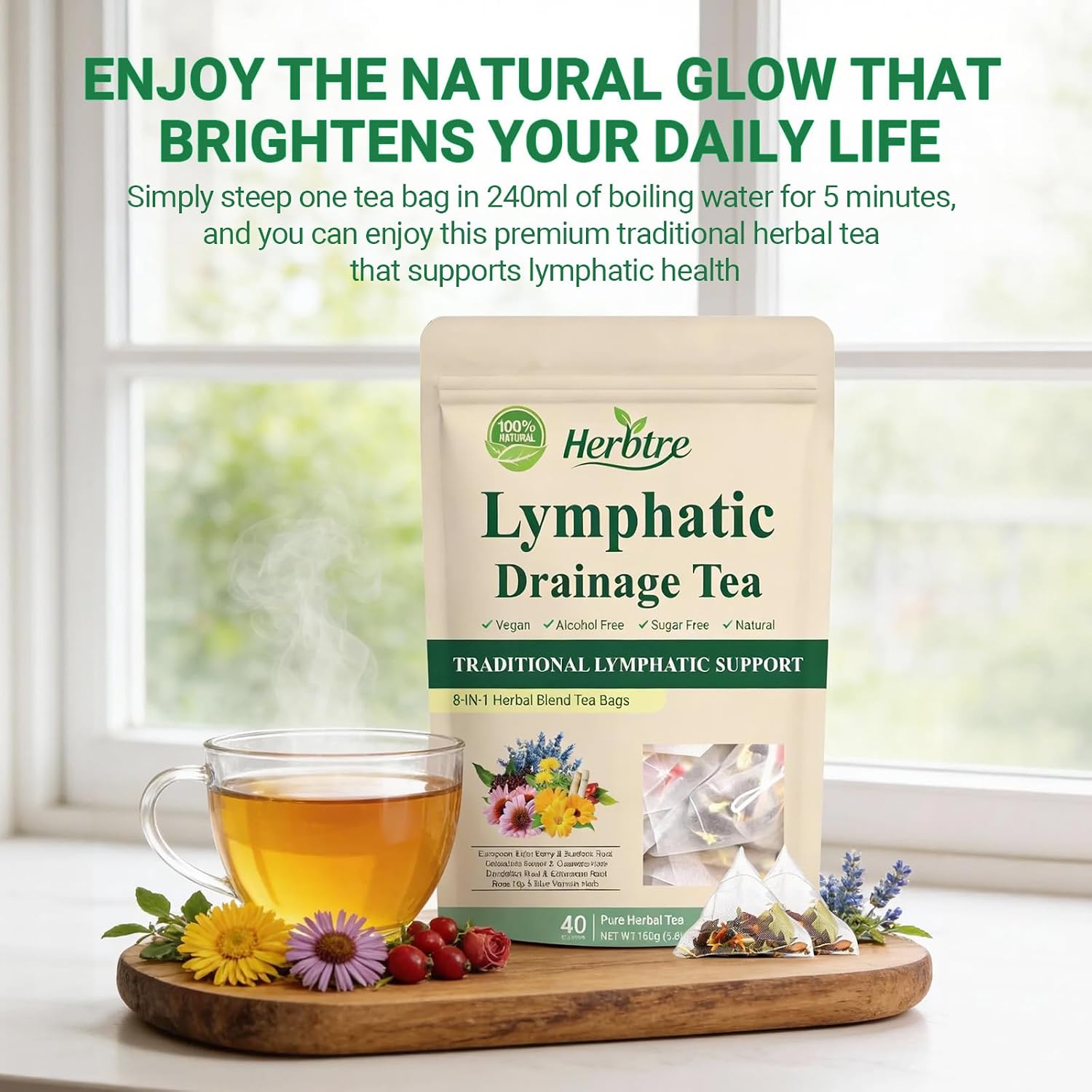 Detalle de Lymphatic Natural Herbal Tea: Lymphatic Drainage with Dandelion Extract