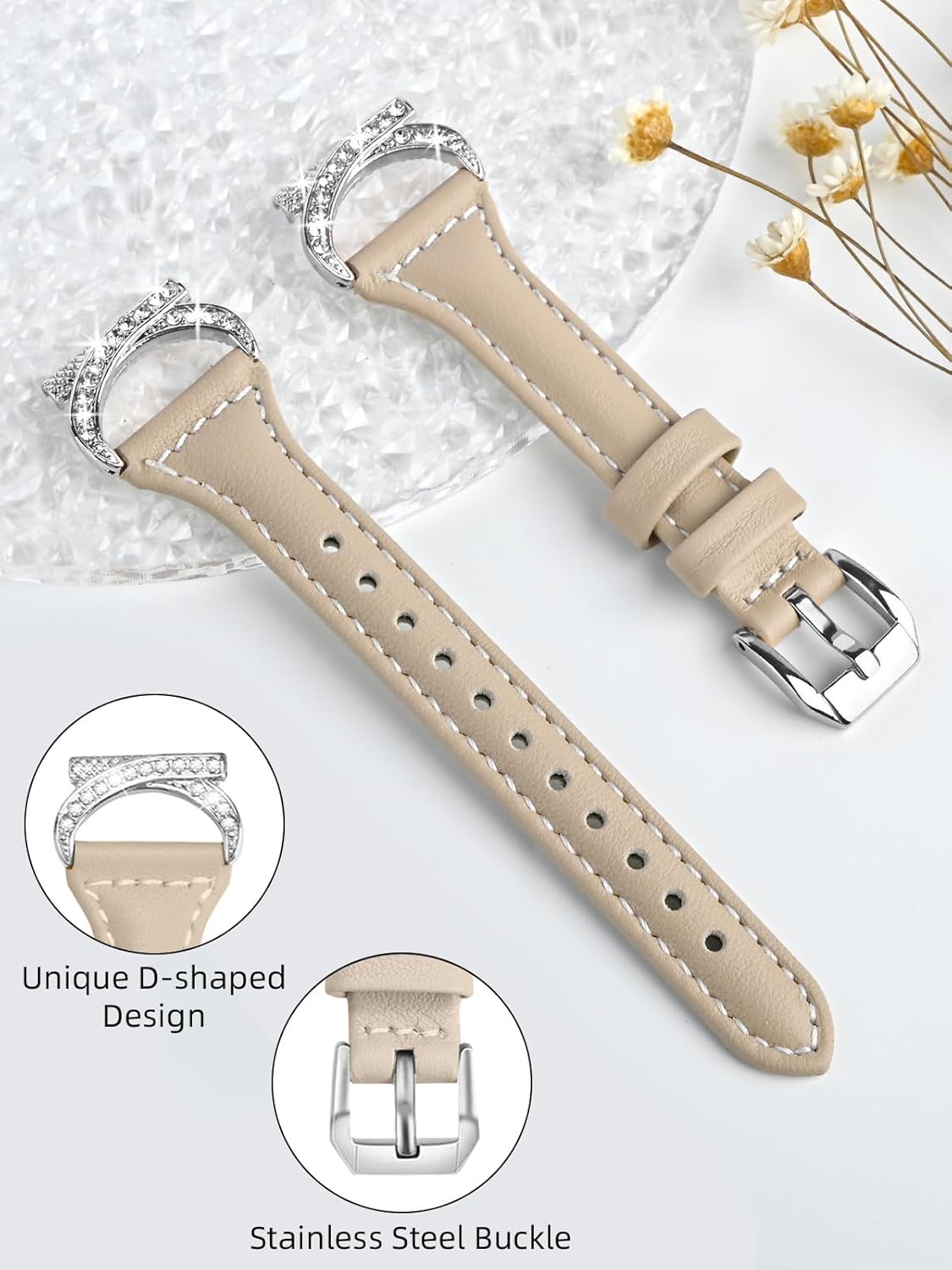 Thumbnail 2 de Vozehui Leather Strap for Samsung Galaxy Watch 7/6/5/4, 20mm – Soft Genuine Leather with Metal Buckle