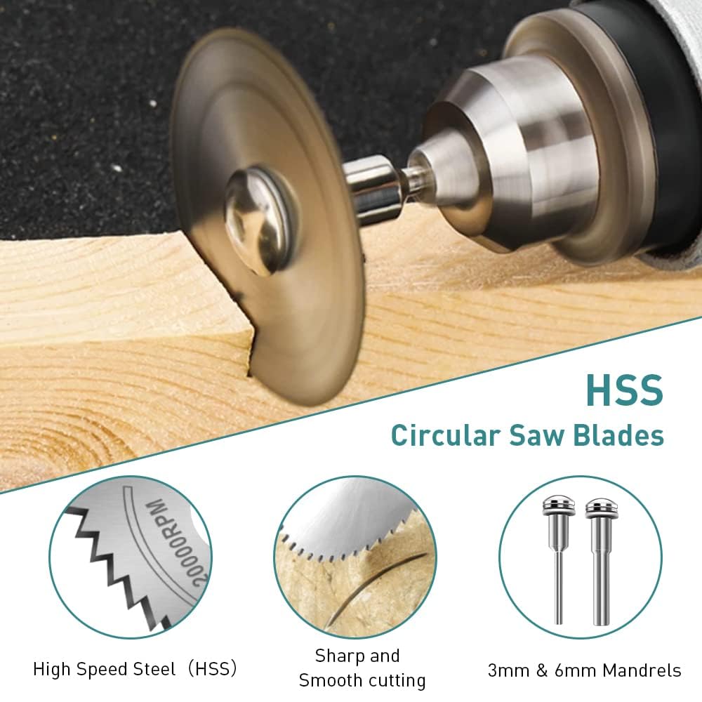 Detalle 2 de YURINWOO 32PCS-Cutting Discs Set snijschijvenset voor rotatiegereedschap, 3 mm schacht