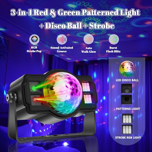 Thumbnail 1 de LITE WORLD Disco Lights RGB LED Strobe Lights with 9 Sound Activated Modes