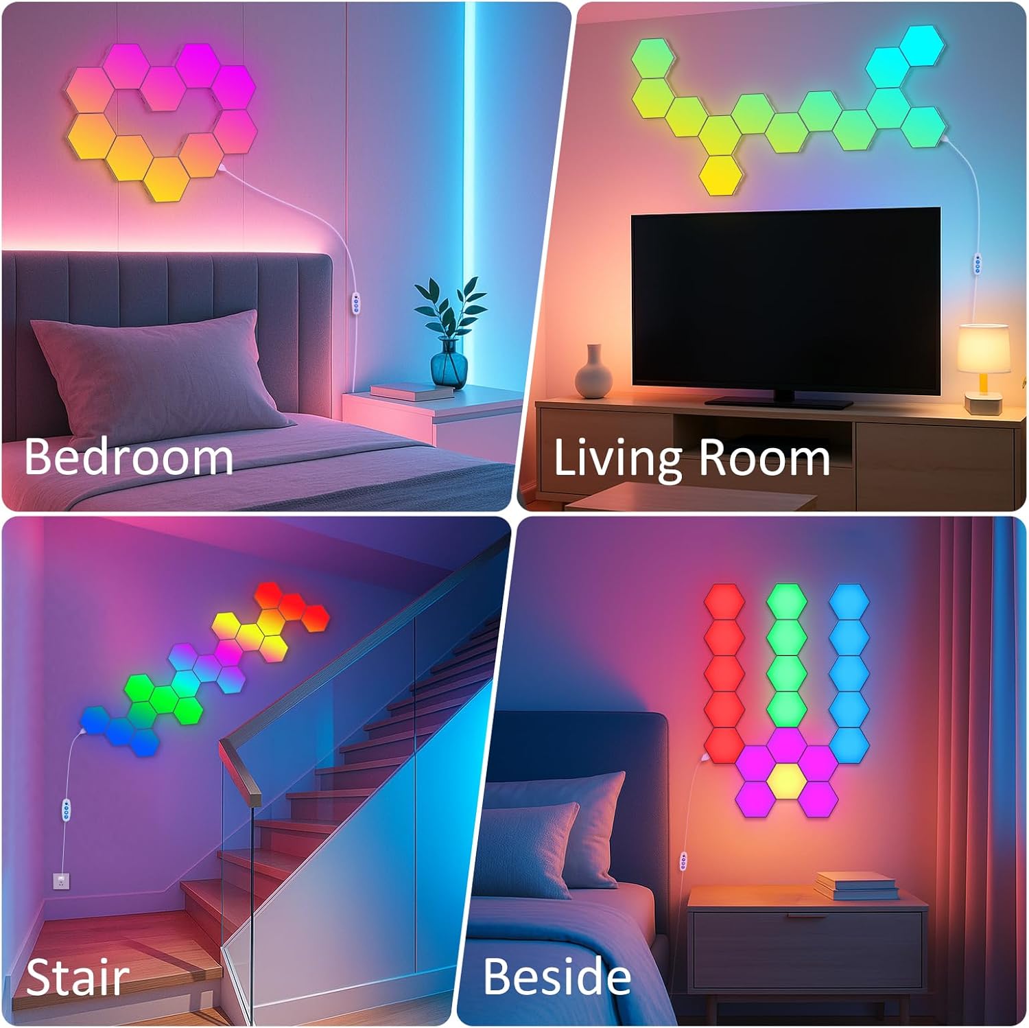 Thumbnail 6 de Kangtaixin Hexagon LED Gaming Wandleuchte (8er Set) mit Musik-Sync & App-Steuerung