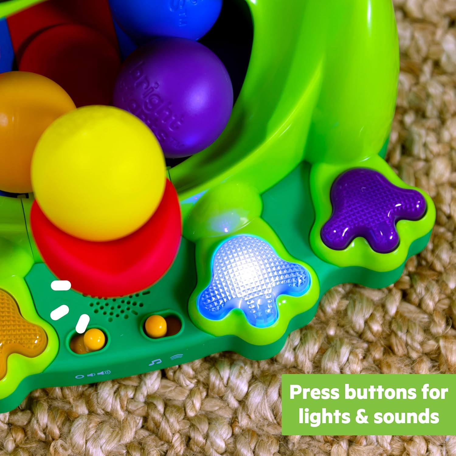 Detalle de Bright Starts Balle Grenouille Poppin' Ball – Jouet de Lancement et Rebond pour les tout-petits (6 mois et +)