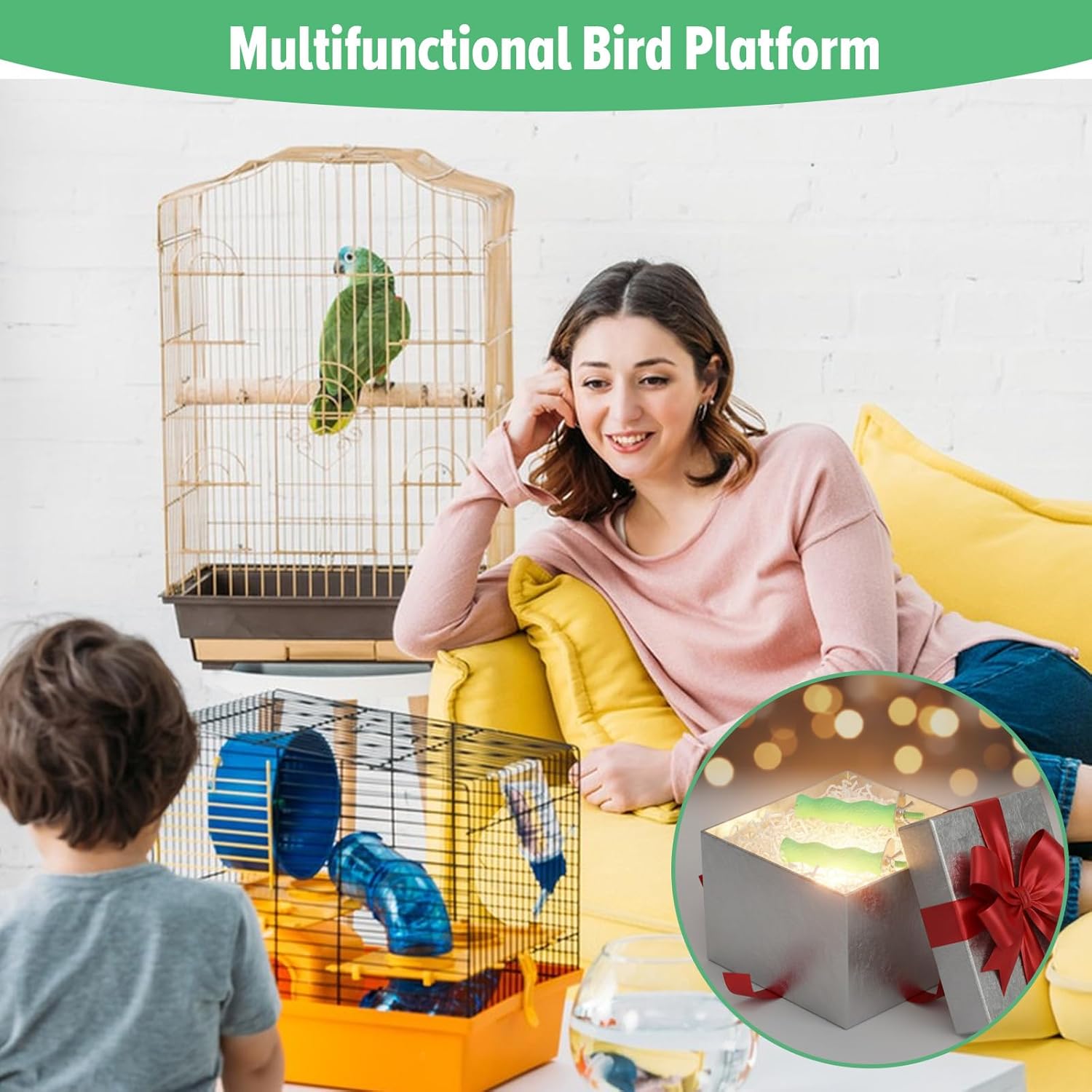 Thumbnail 3 de 2PCS Bird Beak Grinding Stone Perches for Cage – Durable Parrot Stand for Claws & Beak Care